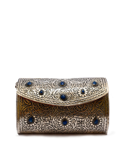 Minaudière Majorelle Azul — Latón cincelado