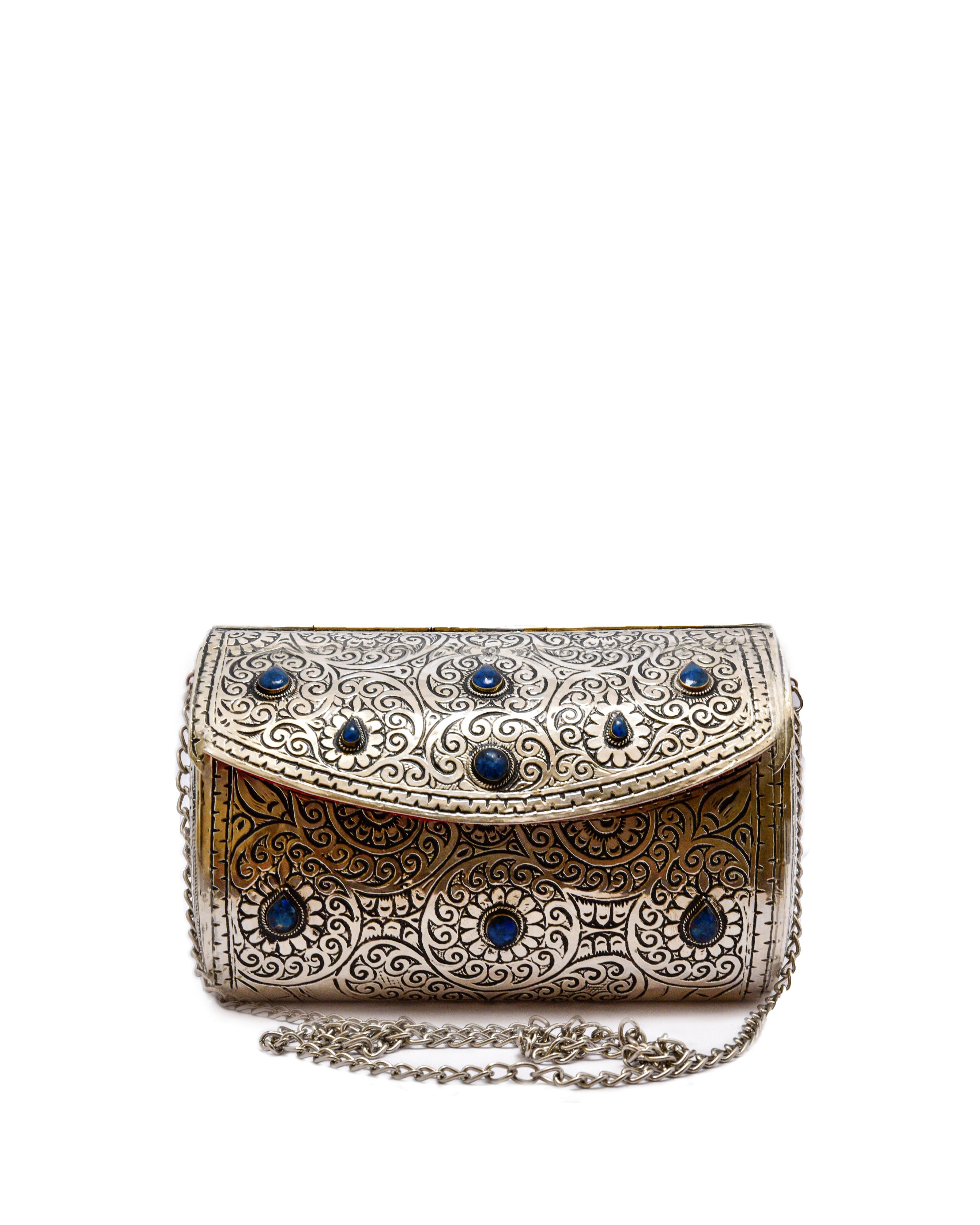 Minaudière Majorelle Azul — Latón cincelado