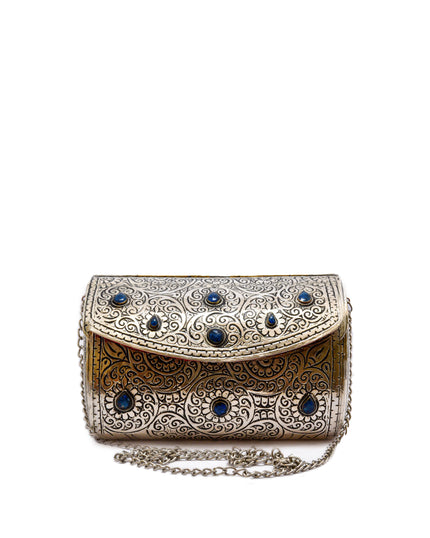 Minaudière Majorelle Azul — Latón cincelado