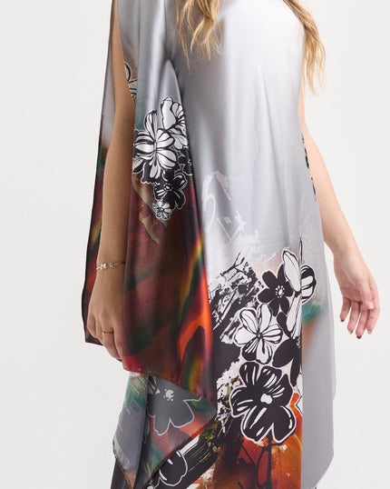 Túnica de Seda Natural Estampada – Flores de Oriente