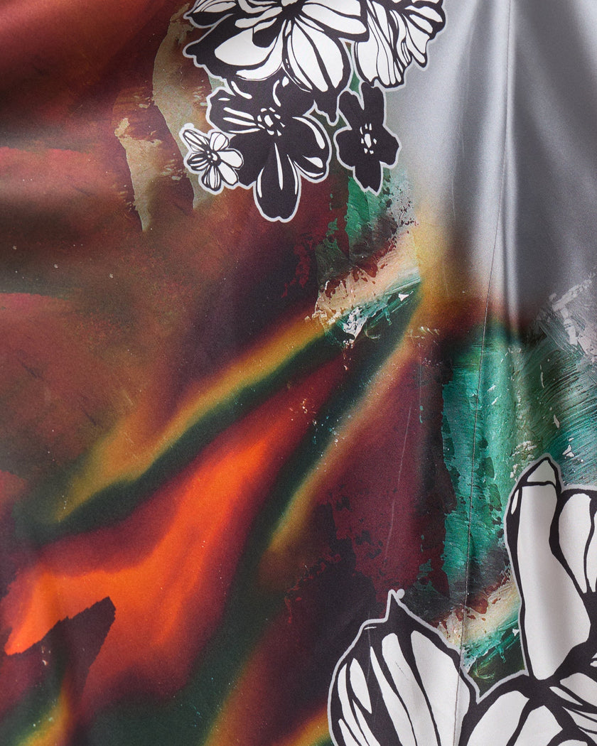 Túnica de Seda Natural Estampada – Flores de Oriente