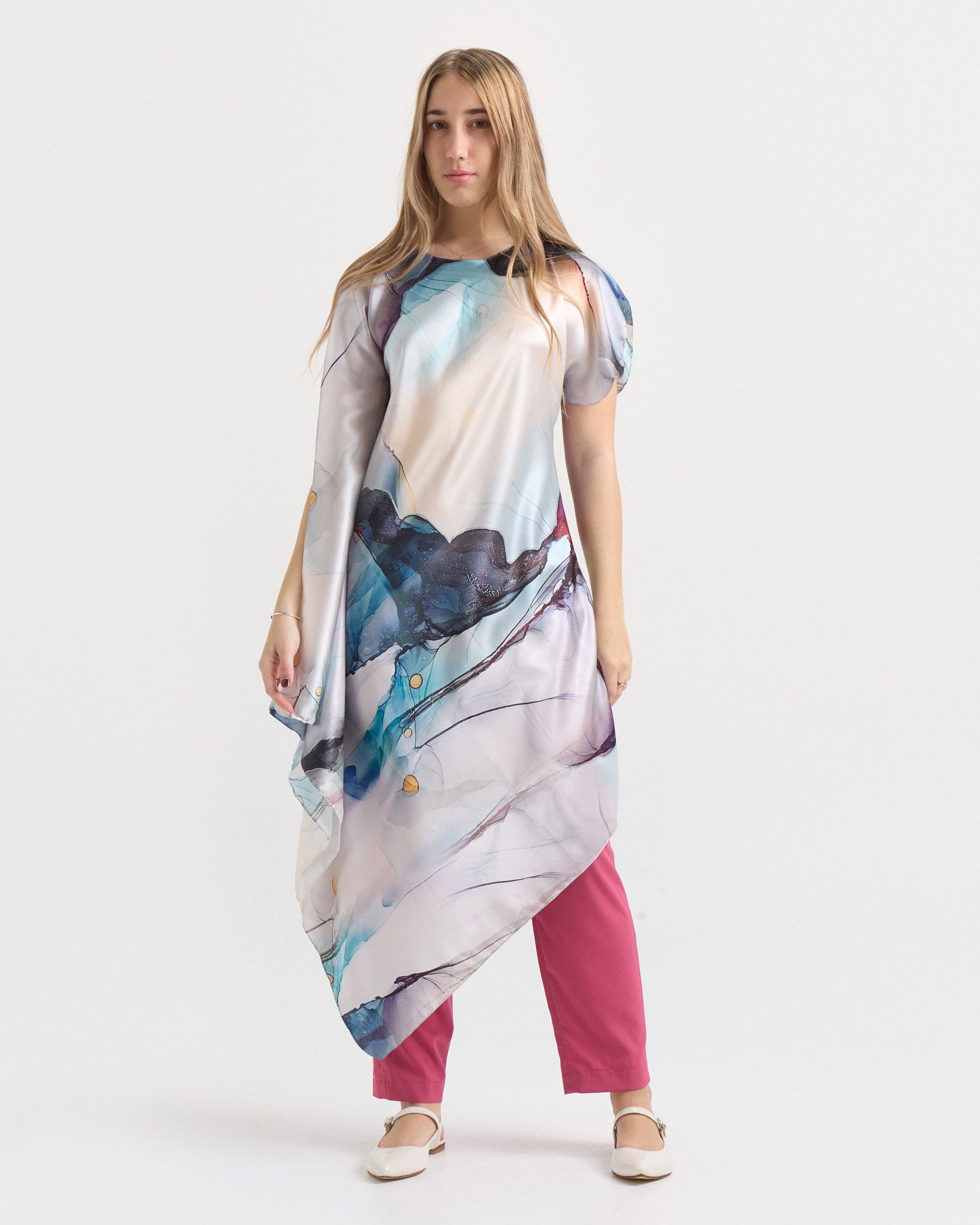 Túnica de Seda Estampada- Jazmín de Shanghái