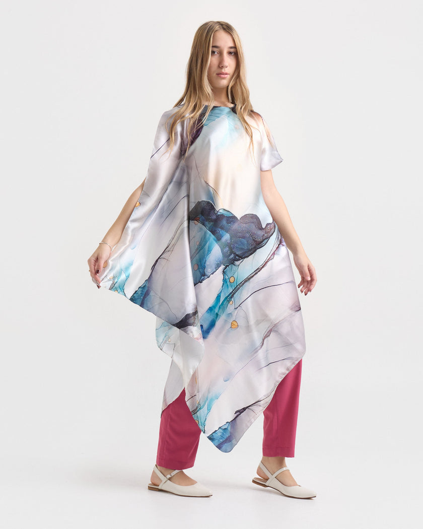 Túnica de Seda Estampada- Jazmín de Shanghái