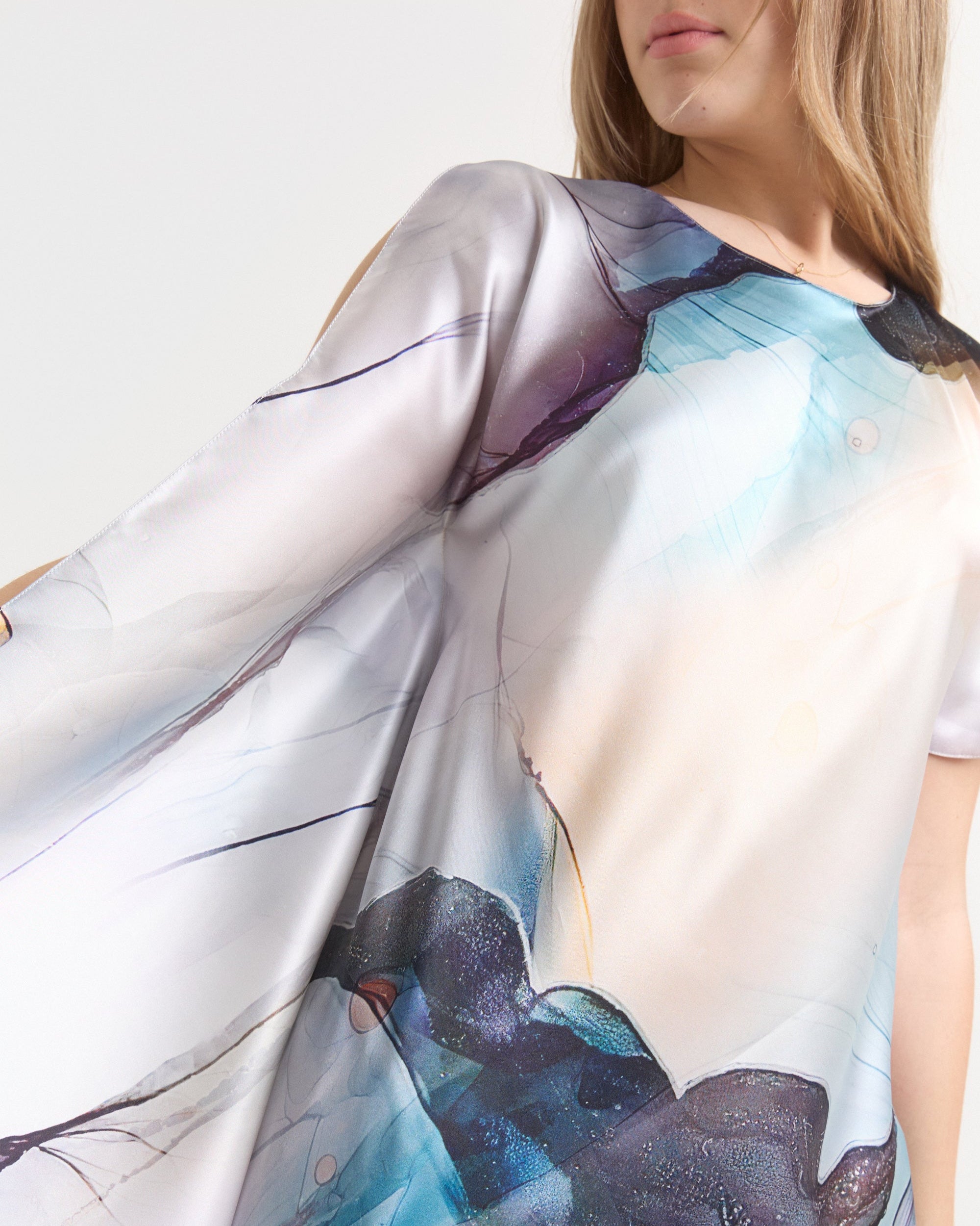 Túnica de Seda Estampada- Jazmín de Shanghái