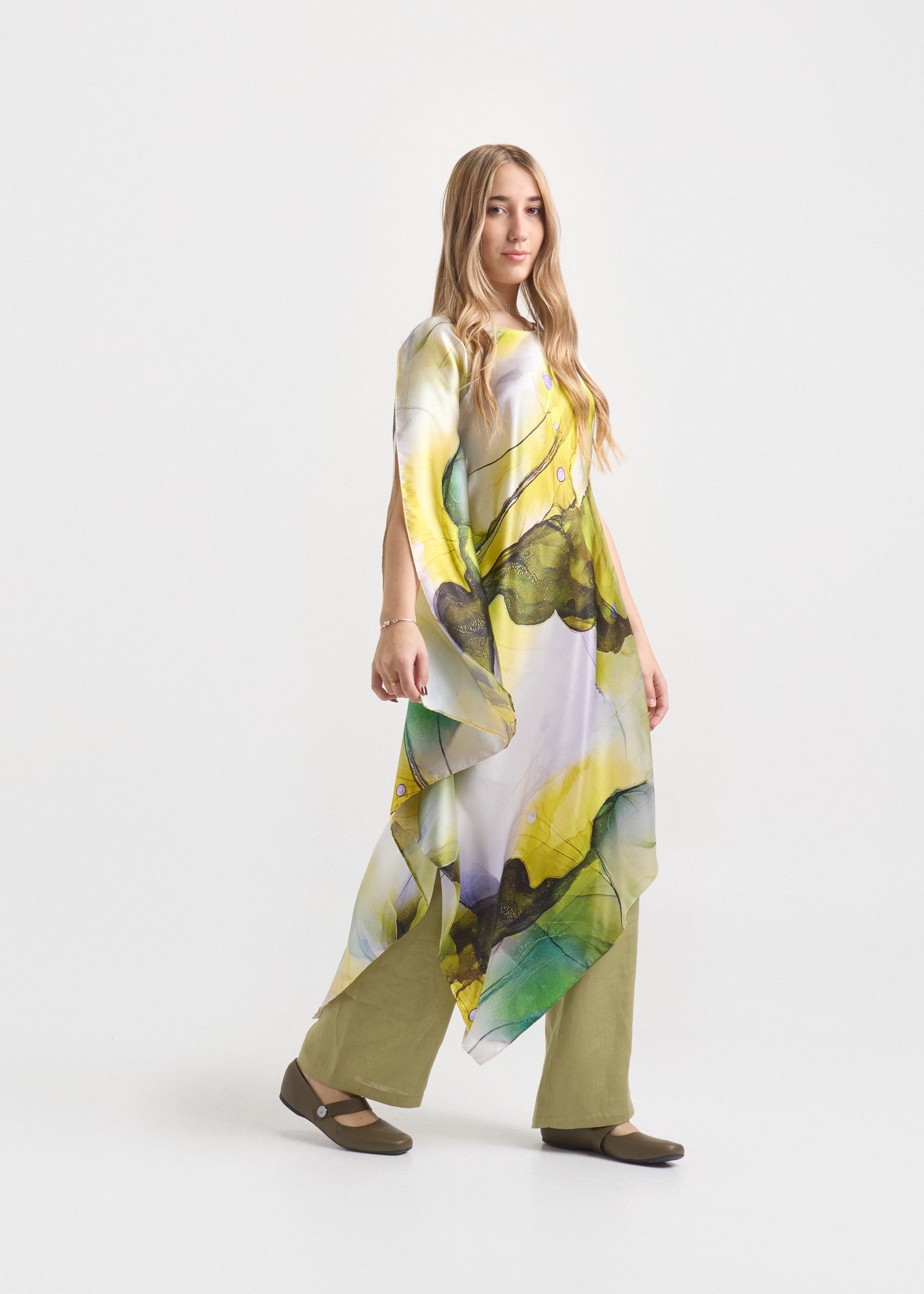 Túnica de Seda Estampada- Rio Amarillo