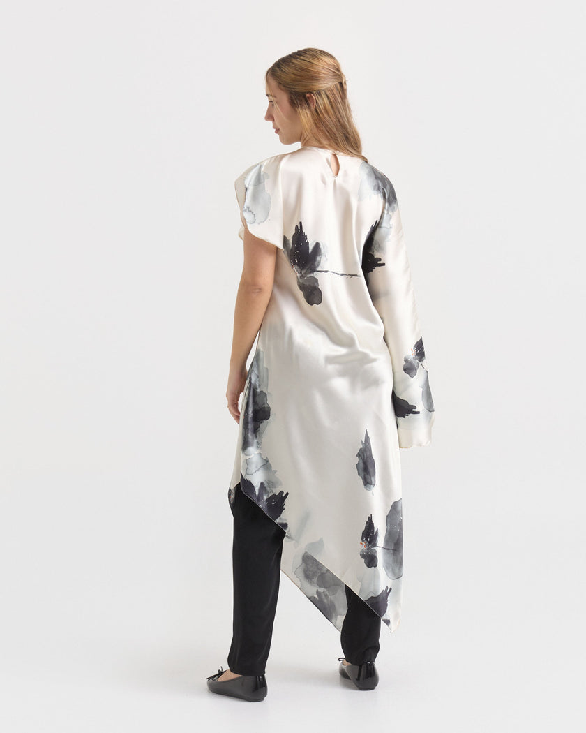 Túnica de Seda Natural Estampada – Esencia de Seda Marfil