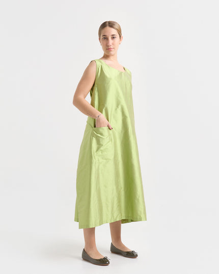 Vestido Loto Jade — Shantung de Seda