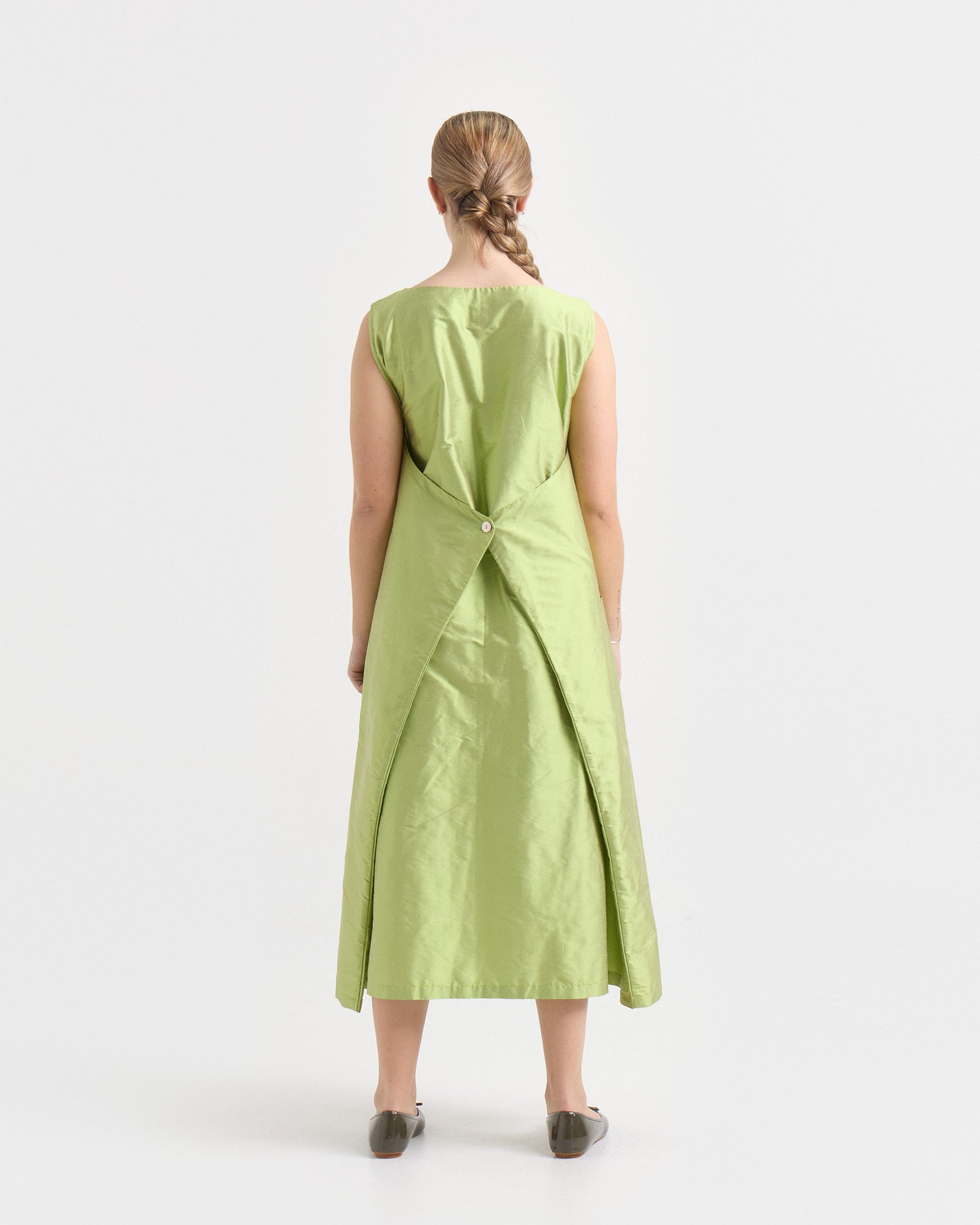 Vestido Loto Jade — Shantung de Seda