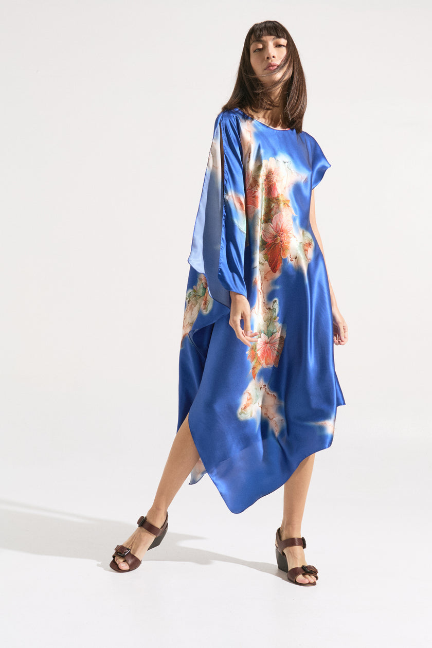 Túnica Midi Asimétrica de Seda Pura 