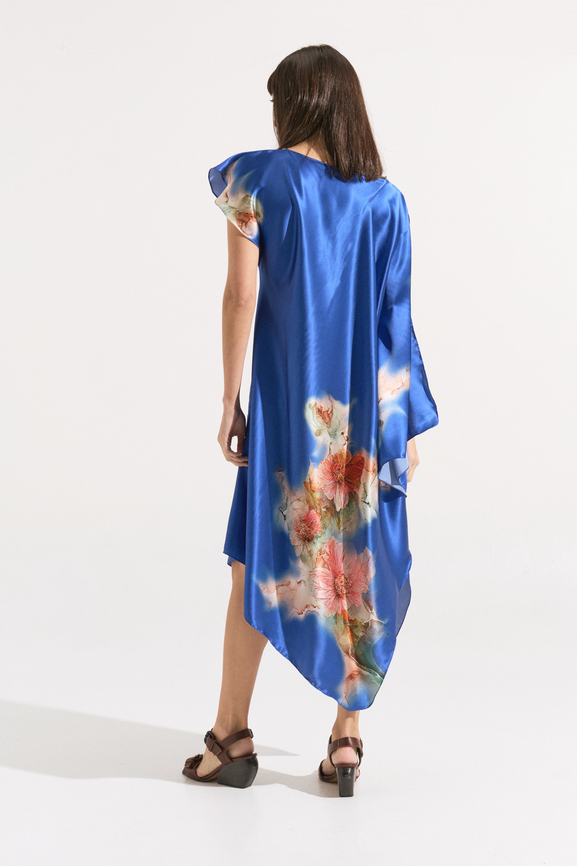 Túnica Midi Asimétrica de Seda Pura 