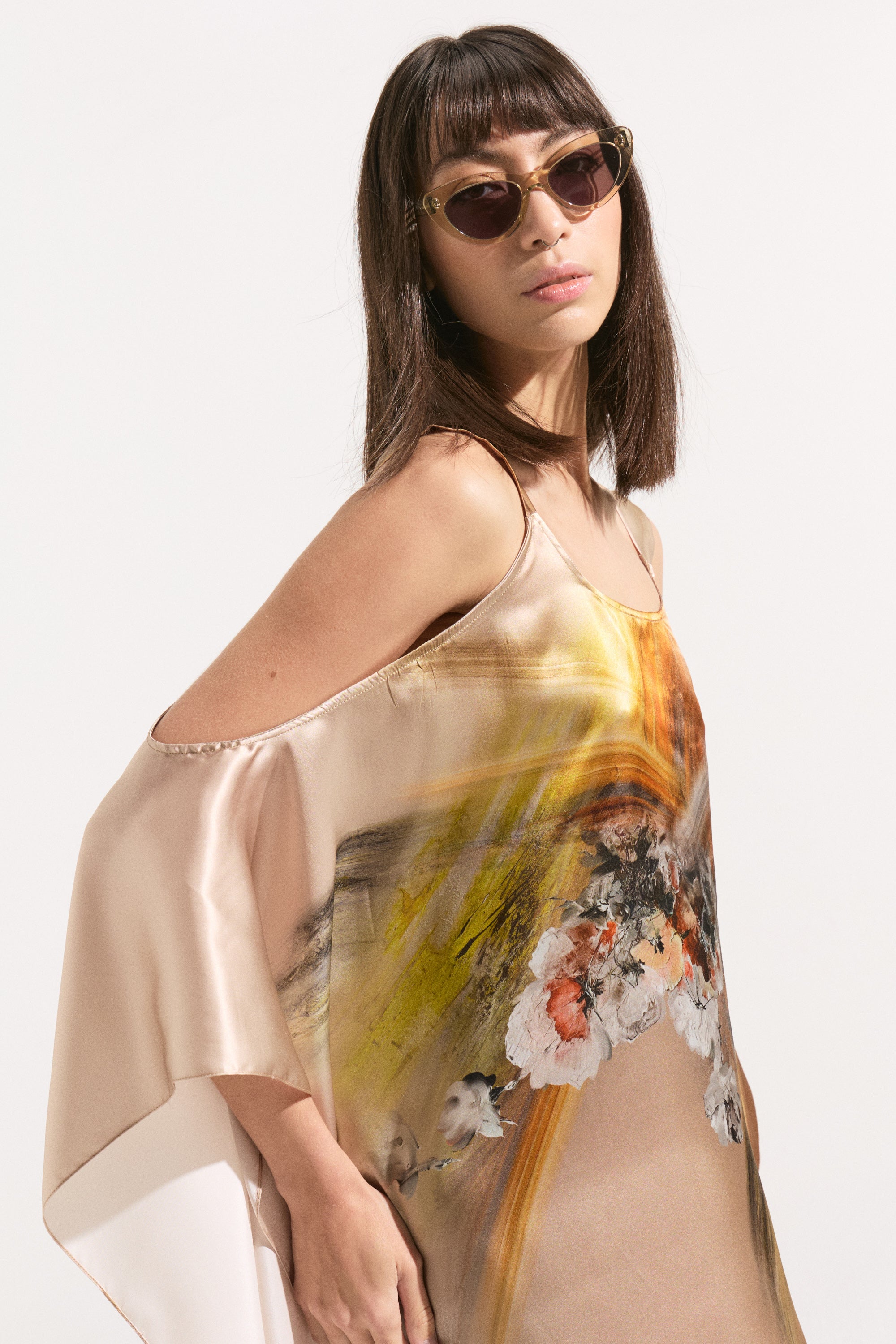 Vestido Kaftán “Atardecer Abstracto” – 100% seda natural