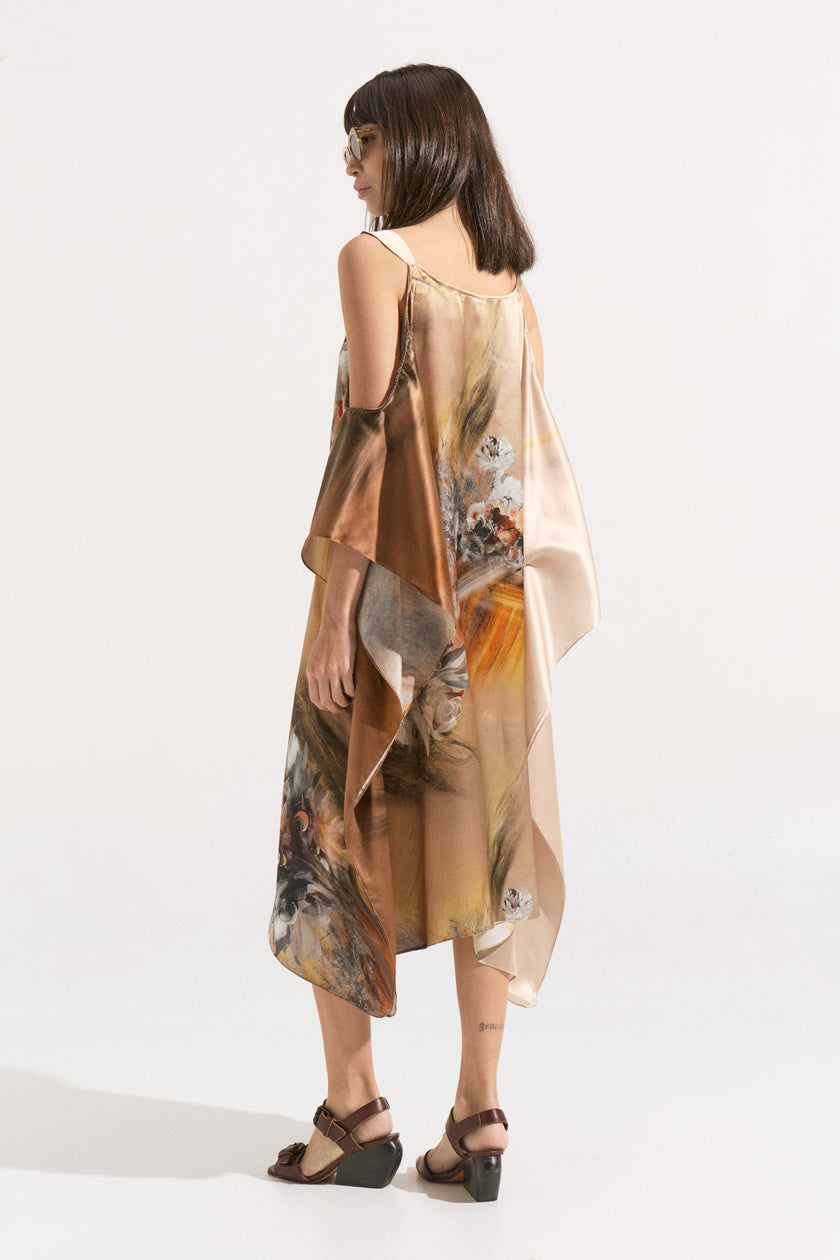 Vestido Kaftán “Atardecer Abstracto” – 100% seda natural