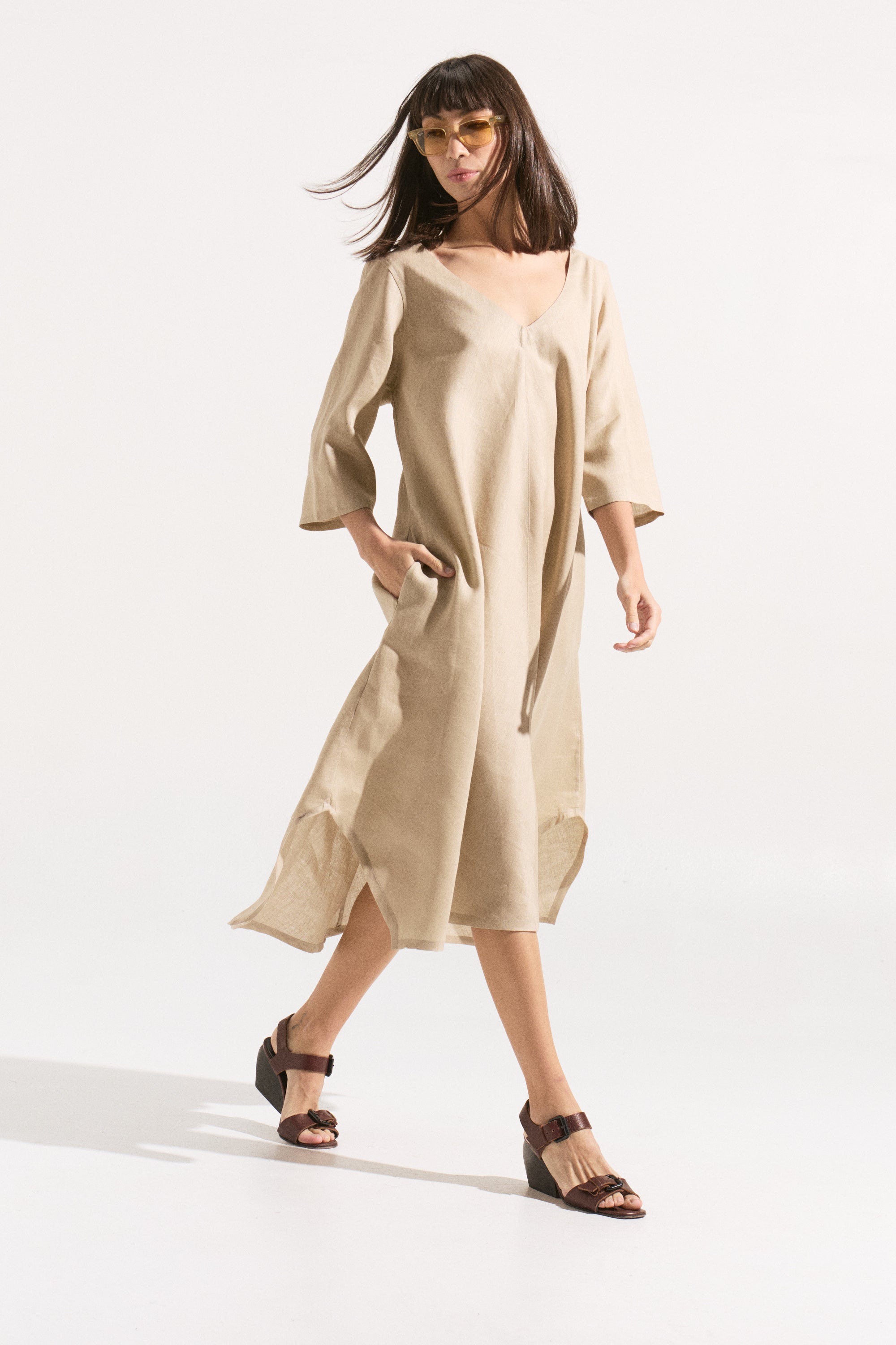 Vestido de Lino “Brisa Arena”