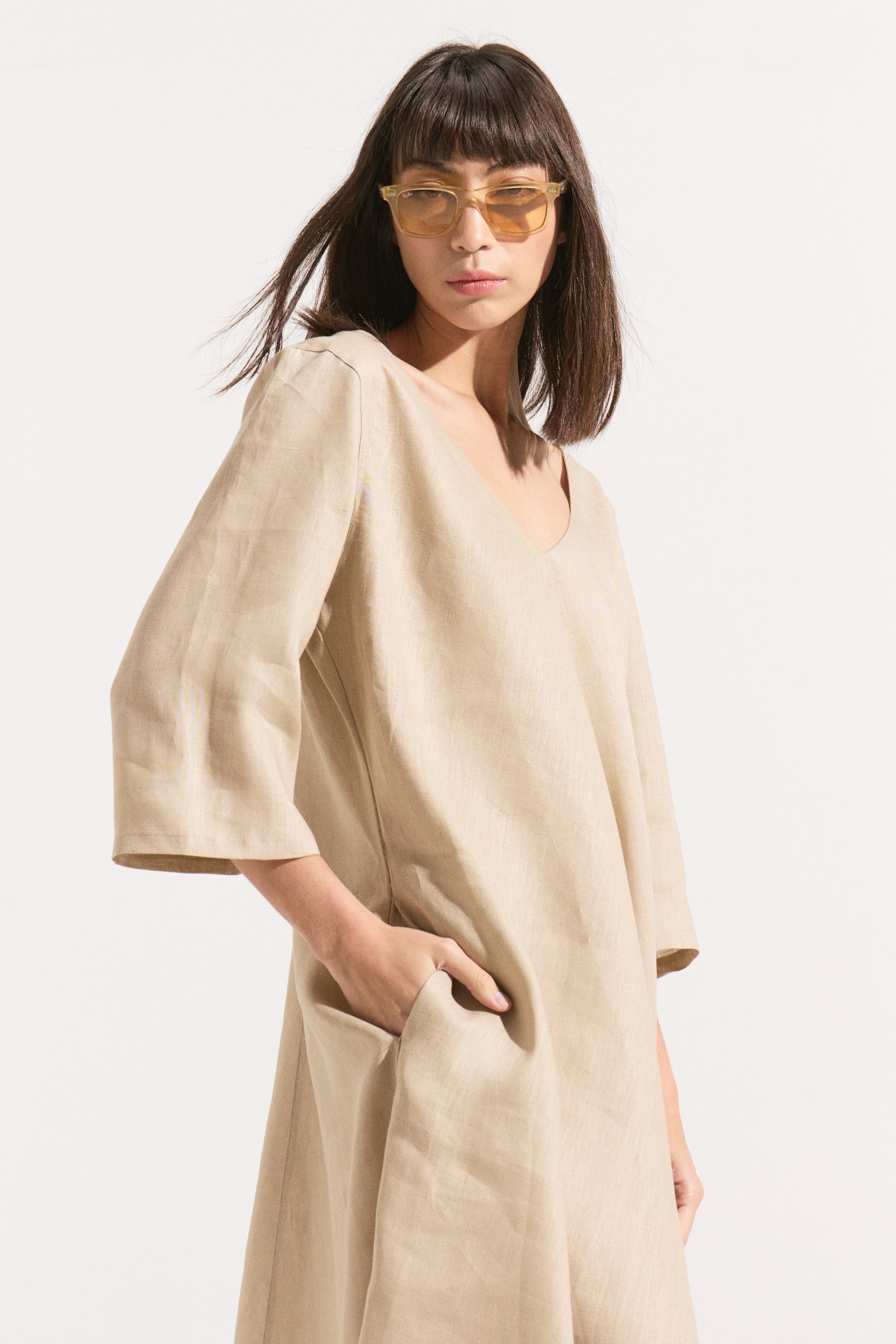 Vestido de Lino “Brisa Arena”