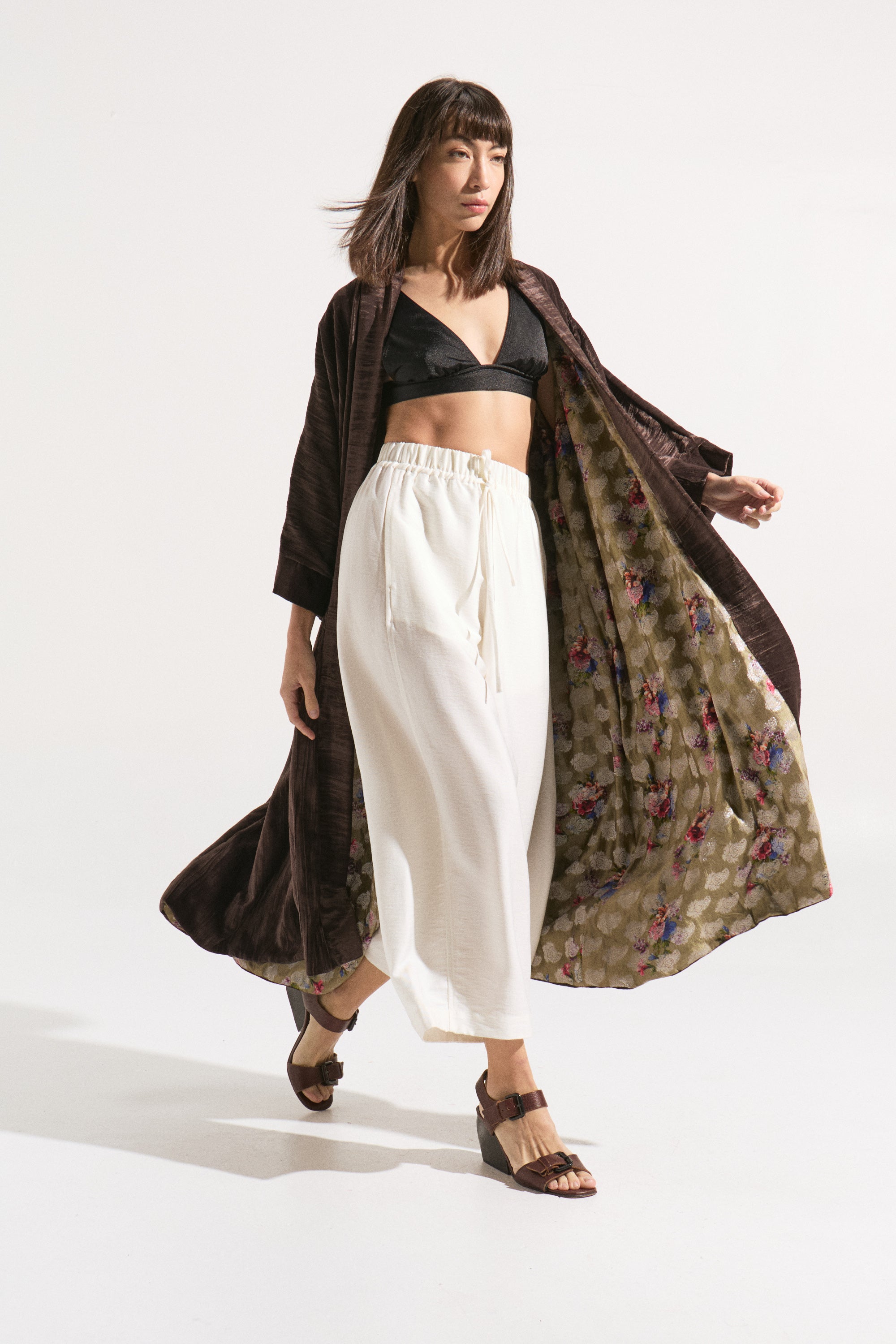 Kimono “Toffee” (chifón forrado en seda)