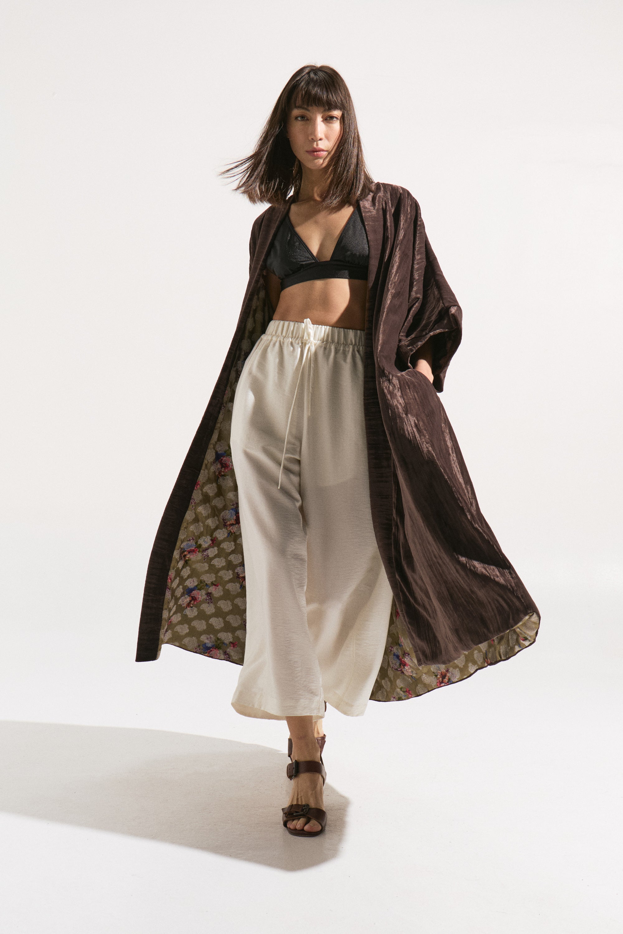 Kimono “Toffee” (chifón forrado en seda)