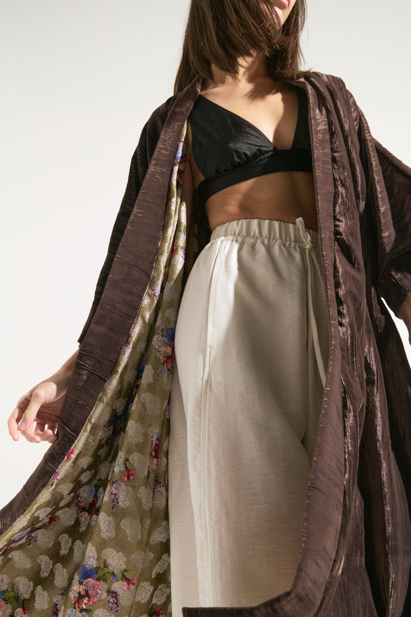 Kimono “Toffee” (chifón forrado en seda)