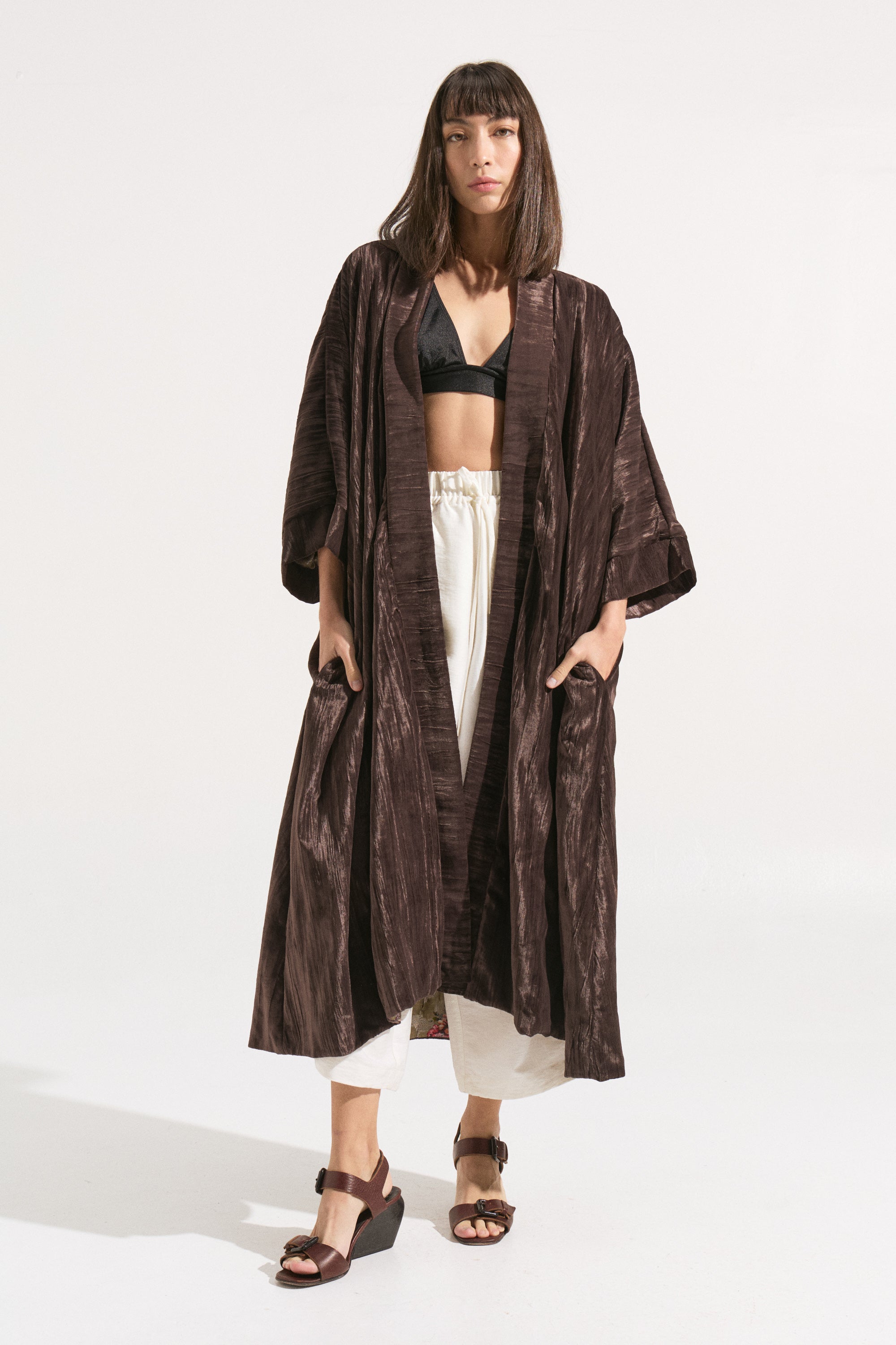 Kimono “Toffee” (chifón forrado en seda)
