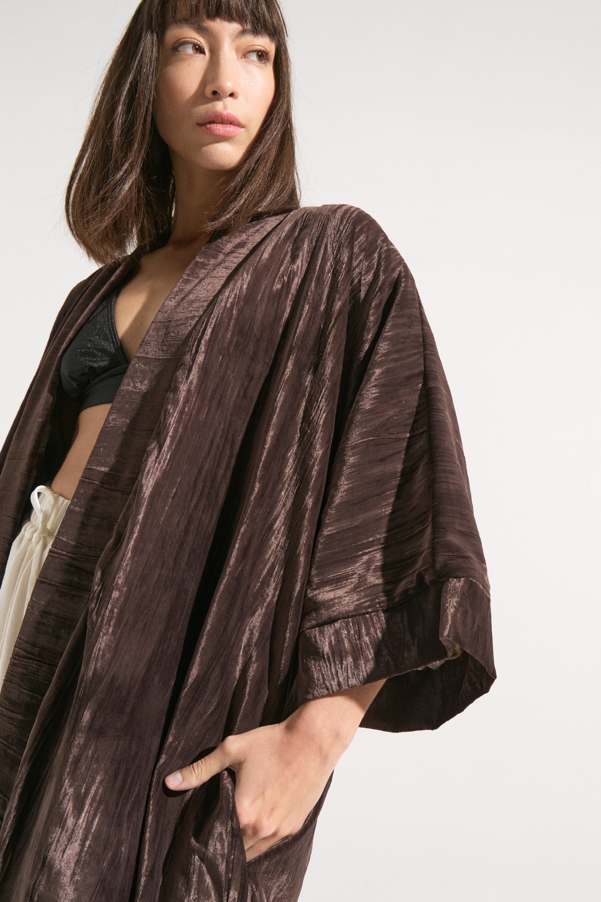 Kimono “Toffee” (chifón forrado en seda)