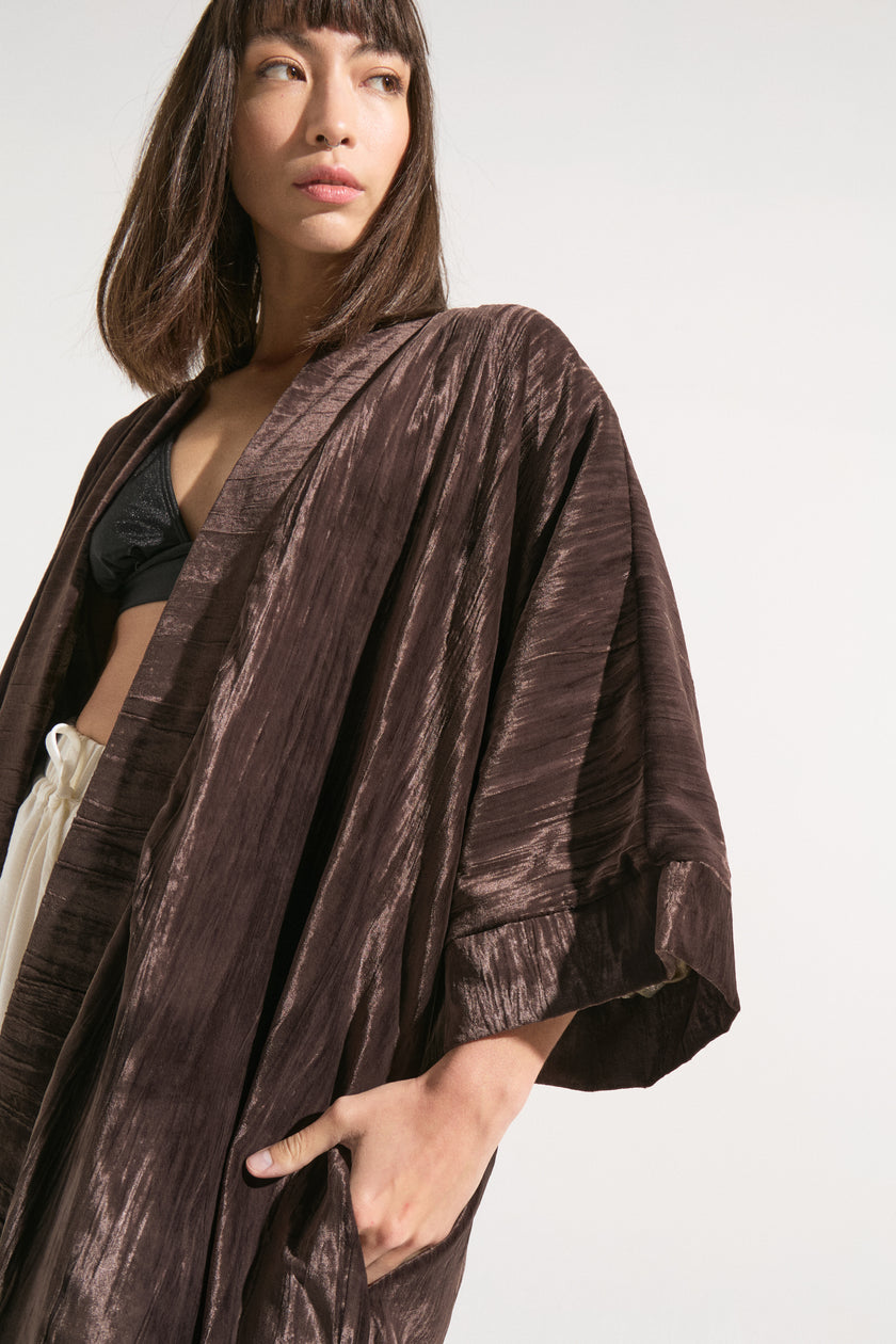Kimono “Toffee” (chifón forrado en seda)