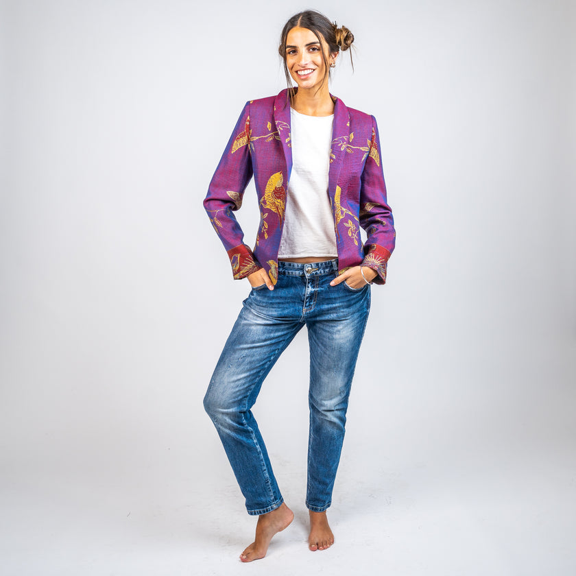 Blazer de Cashemere y Seda Estampado