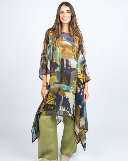 Set en Gasa de Seda Natural + Pantalón de Lino