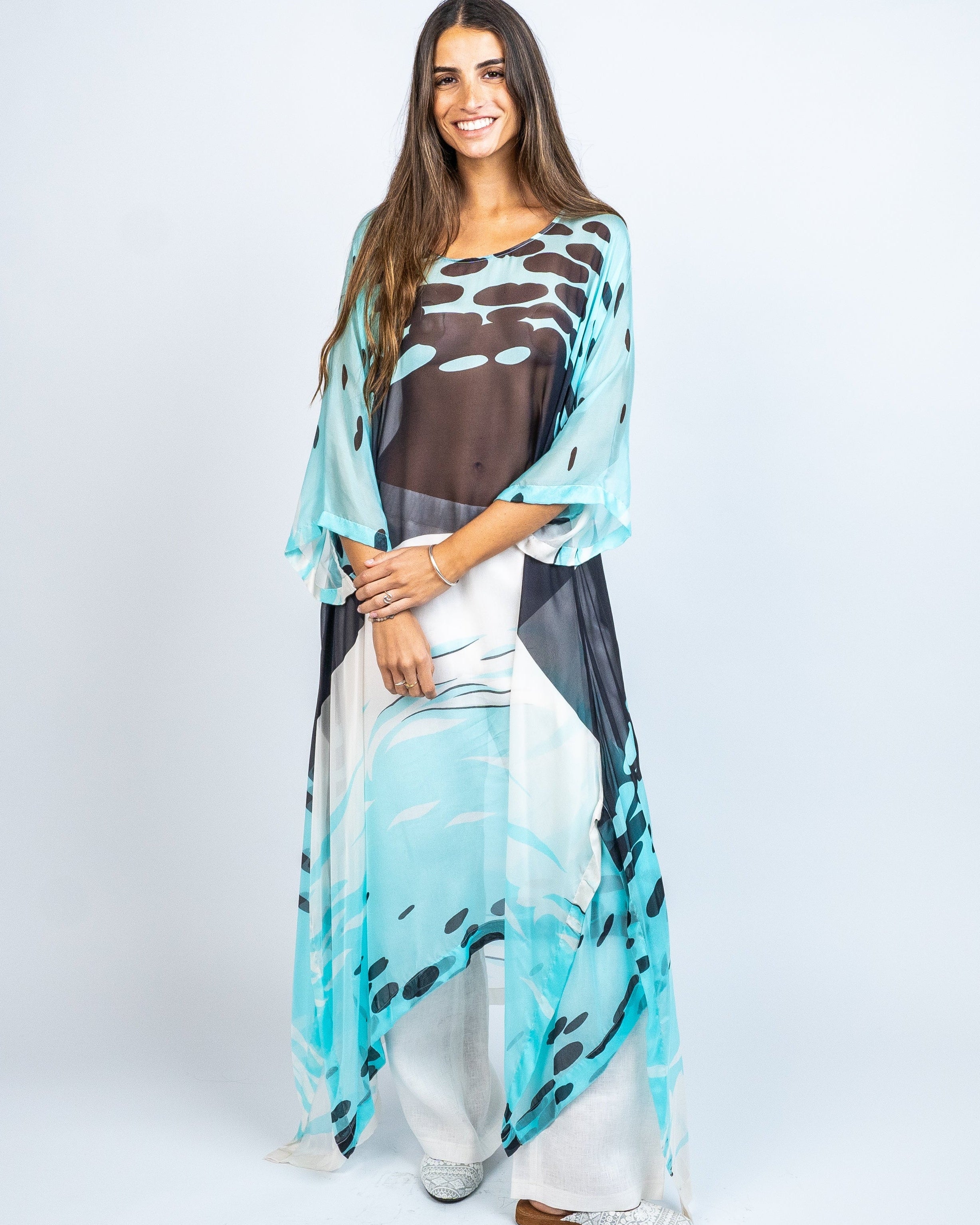 Túnica en Gasa de Seda Estampada