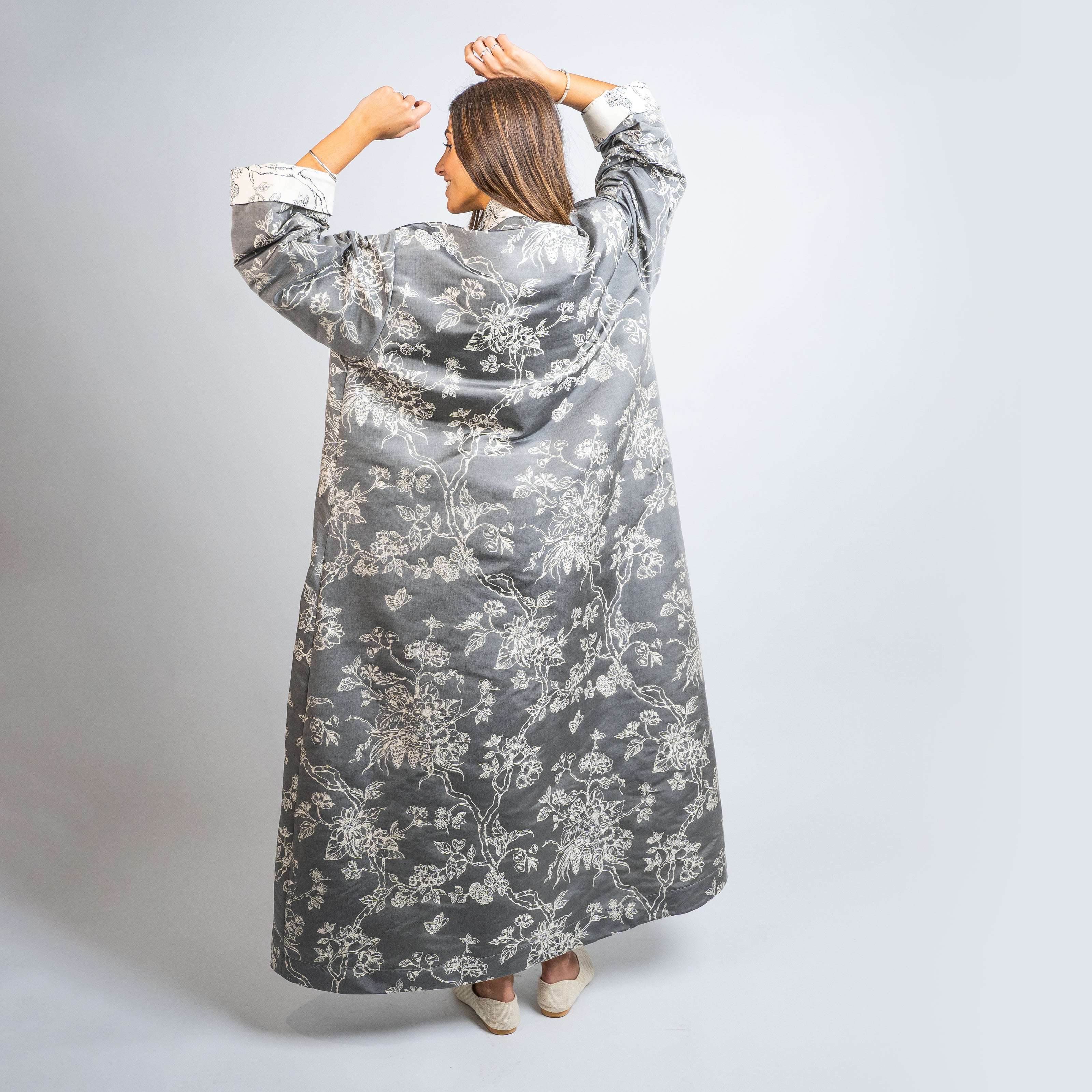 Set Kimono en Jacquard de Seda Estampado + Pantalón de Seda