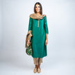 Set Kurta en Algodón/Seda con Pantalón y Dupatta