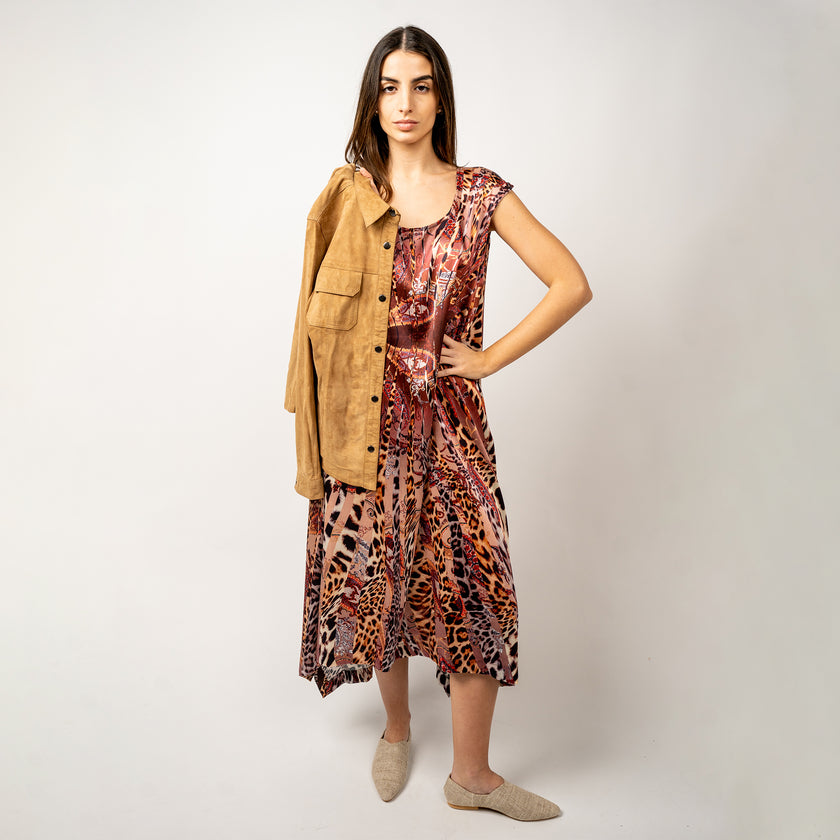 Tunica en Seda Natural Estampada