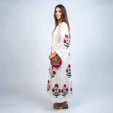 Vestido en Algodón y Seda Estampado