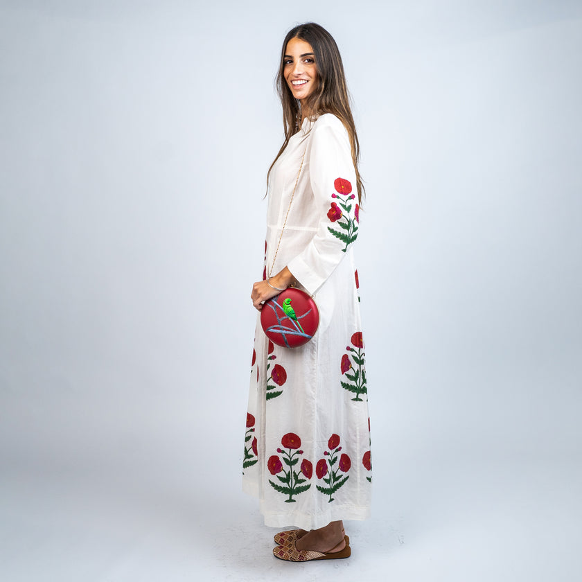 Vestido en Algodón y Seda Estampado