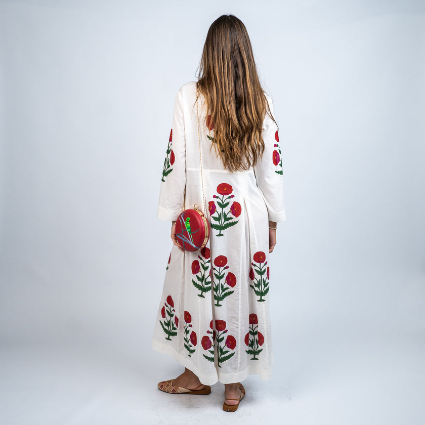 Vestido en Algodón y Seda Estampado