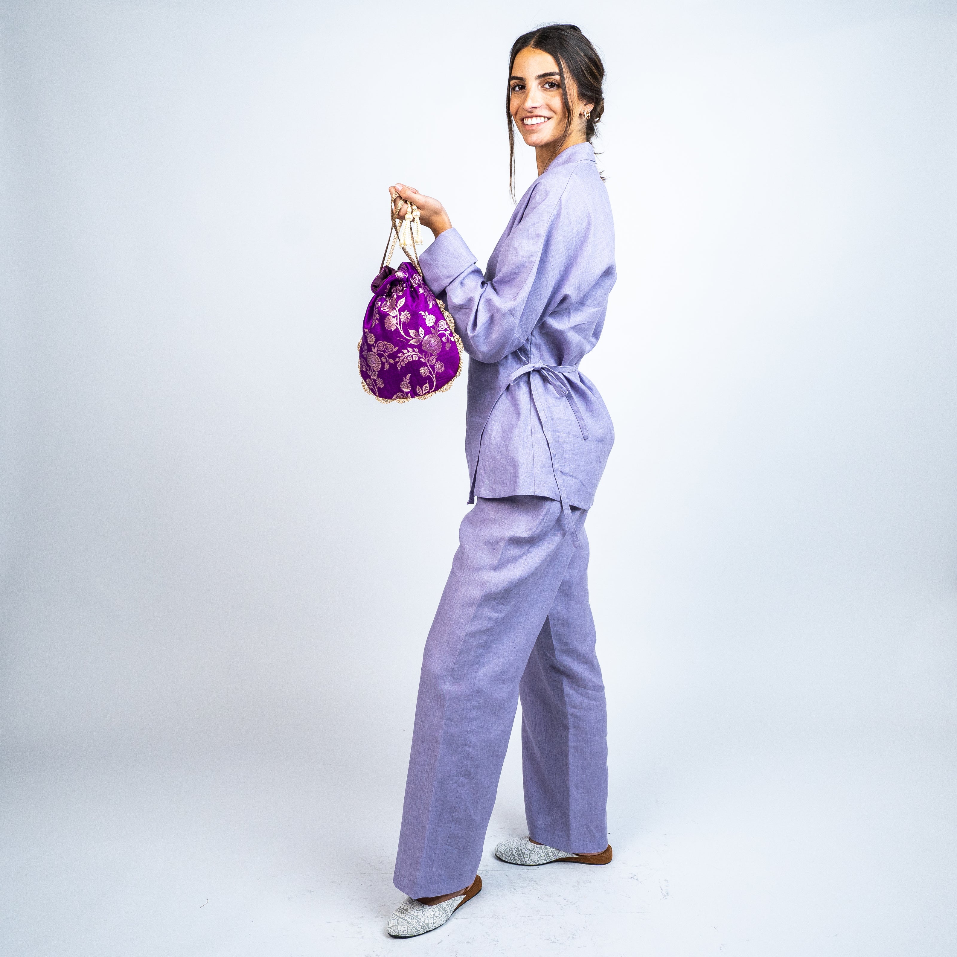 SET KIMONO CORTO EN LINO BELGA + PANTALON DE LINO BELGA