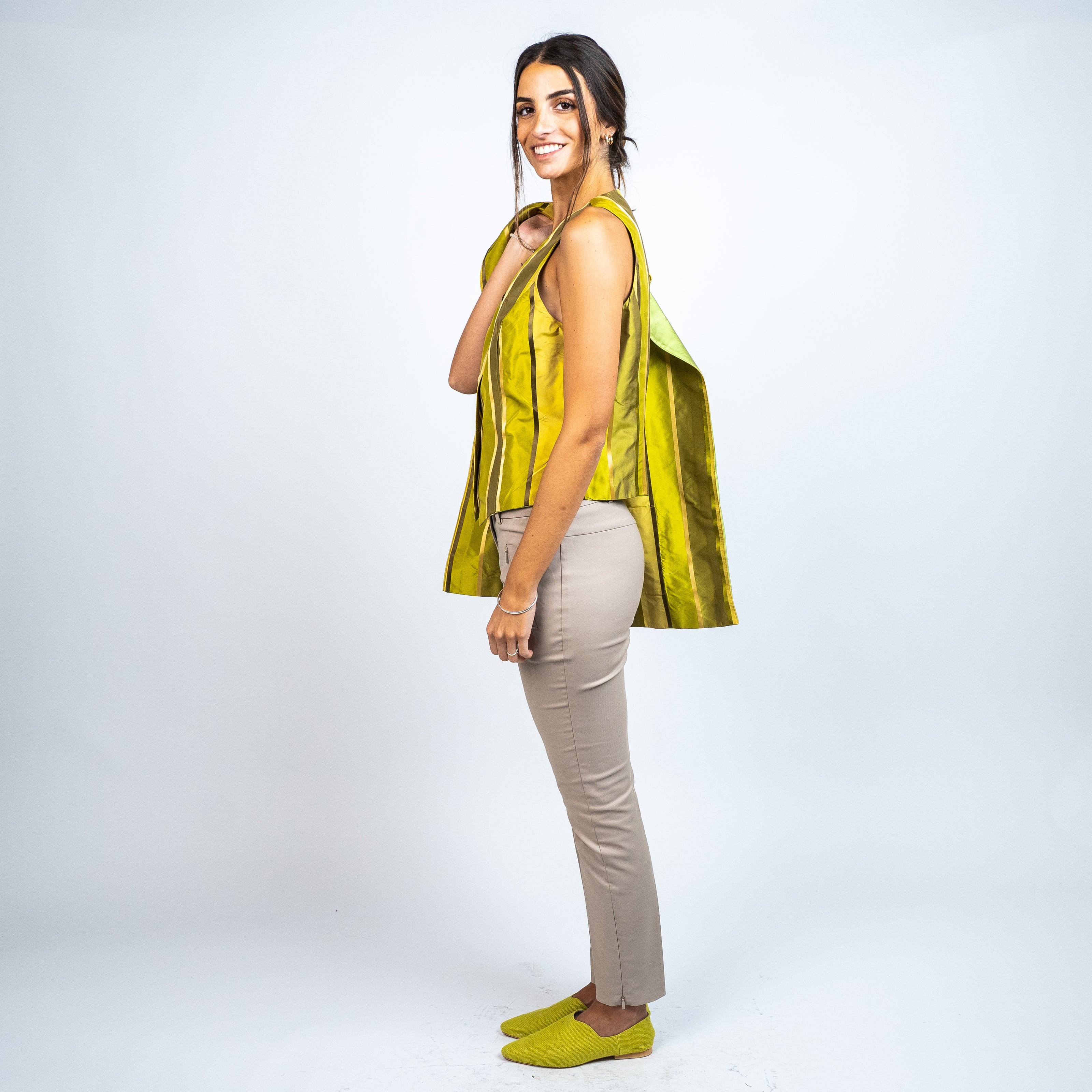 Chaleco de Shantung de Seda Reversible