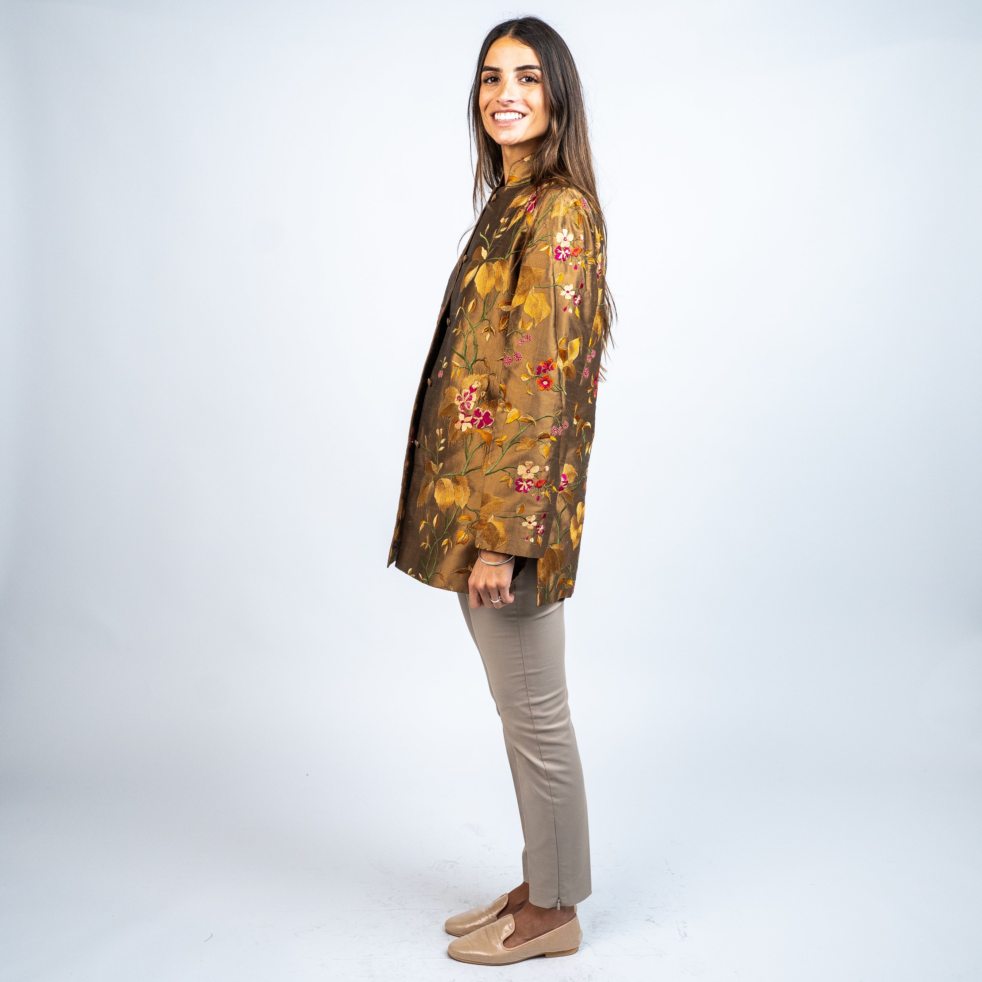 Blazer en Algodón y Seda Bordado