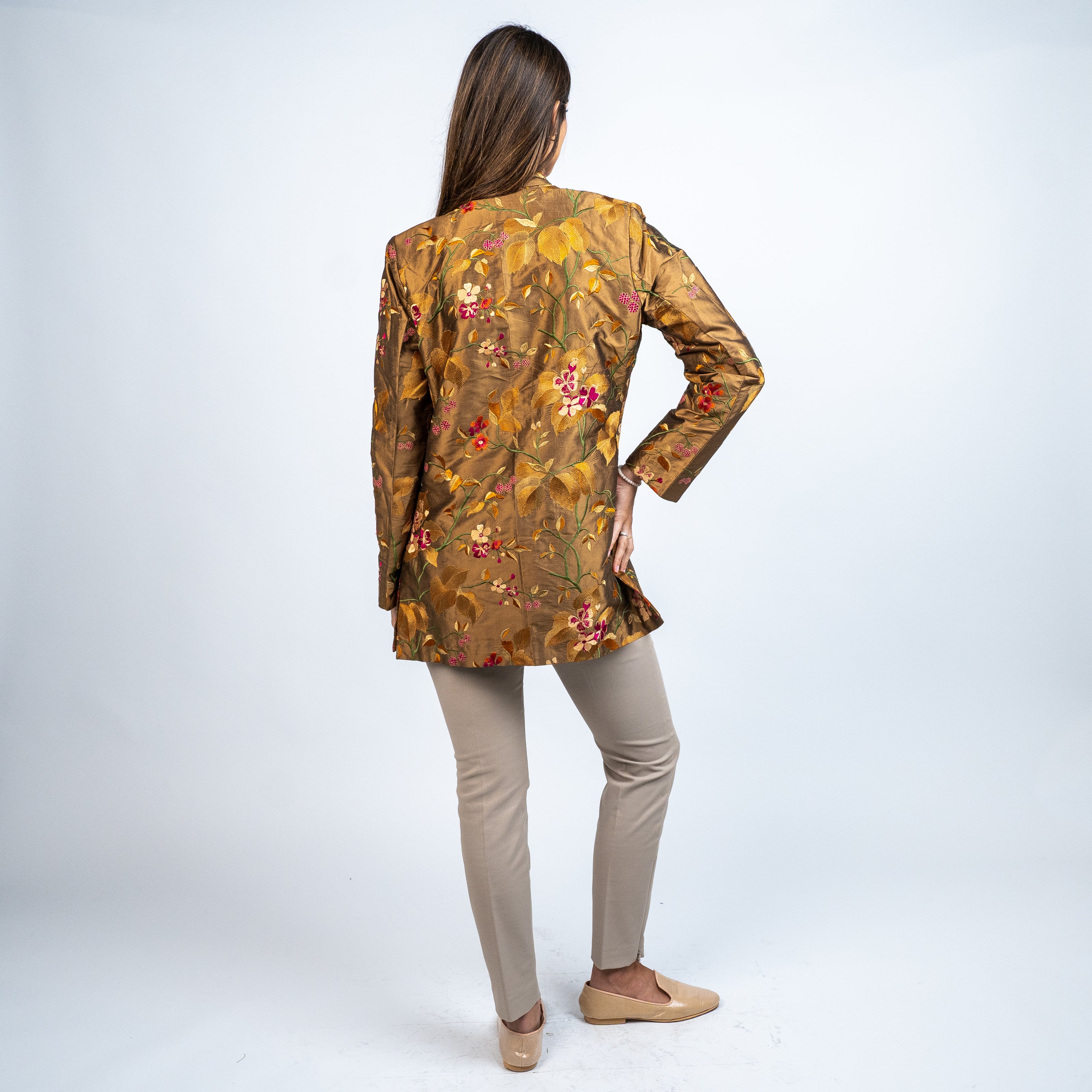 Blazer en Algodón y Seda Bordado