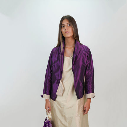 Chaqueta Bicolor en Shantung de Seda