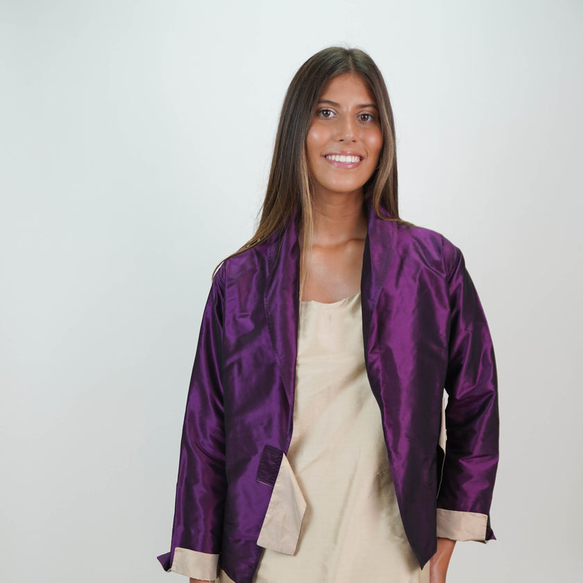 Chaqueta Bicolor en Shantung de Seda