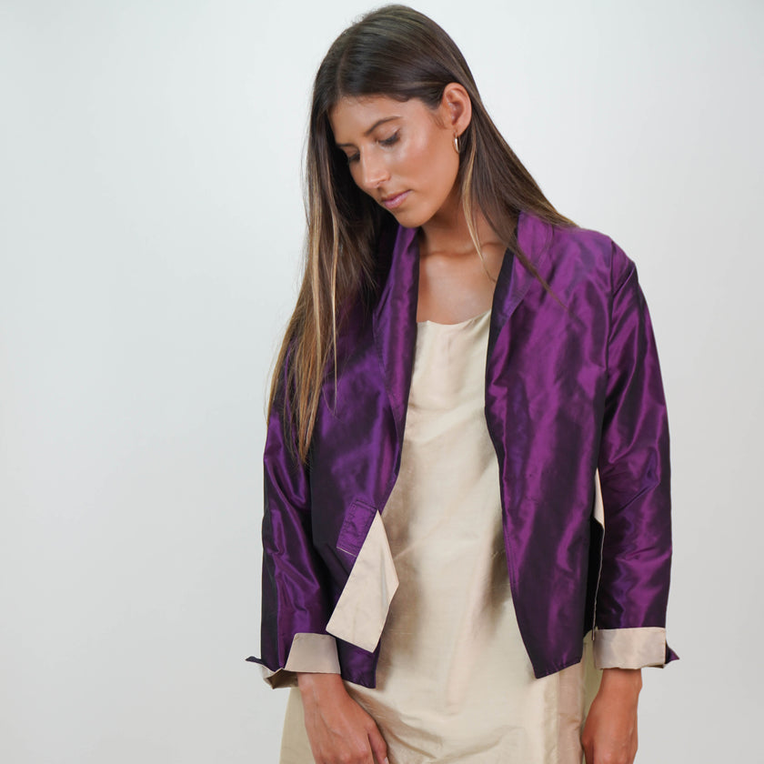 Chaqueta Bicolor en Shantung de Seda