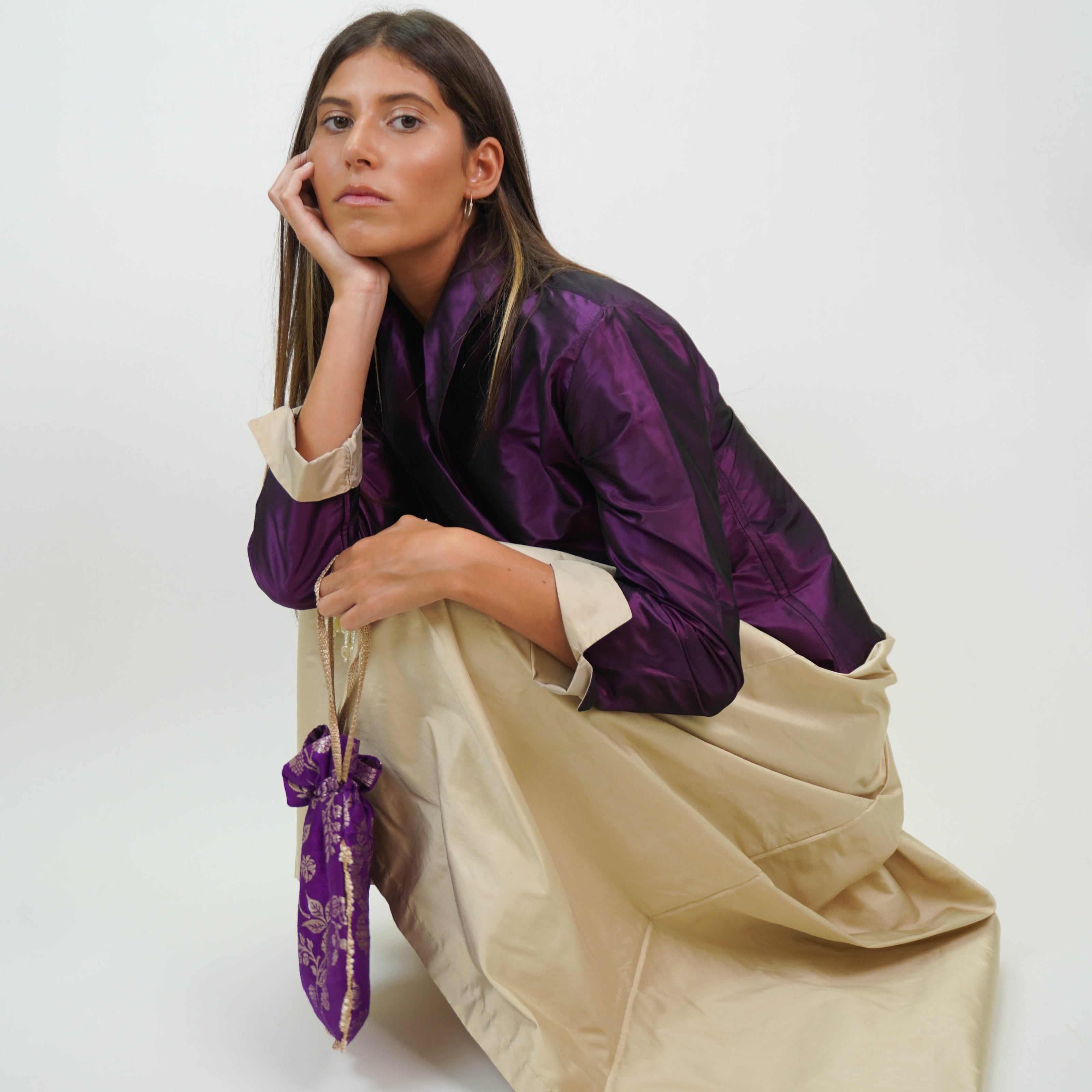 Chaqueta Bicolor en Shantung de Seda