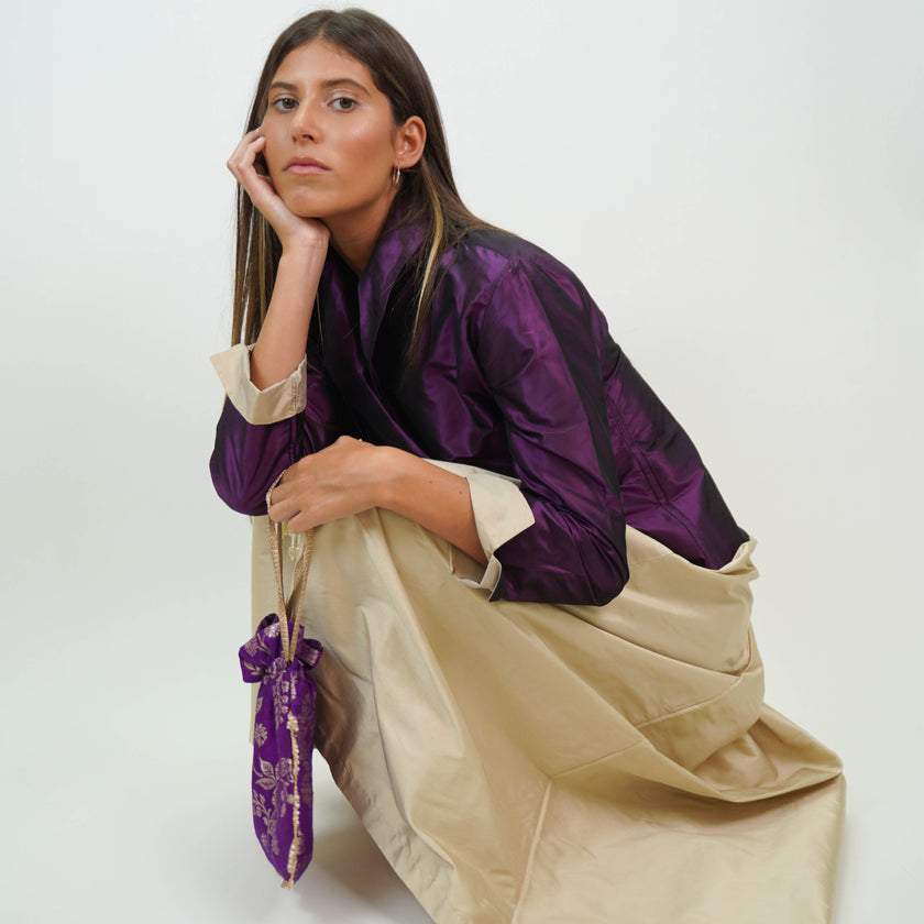 Chaqueta Bicolor en Shantung de Seda