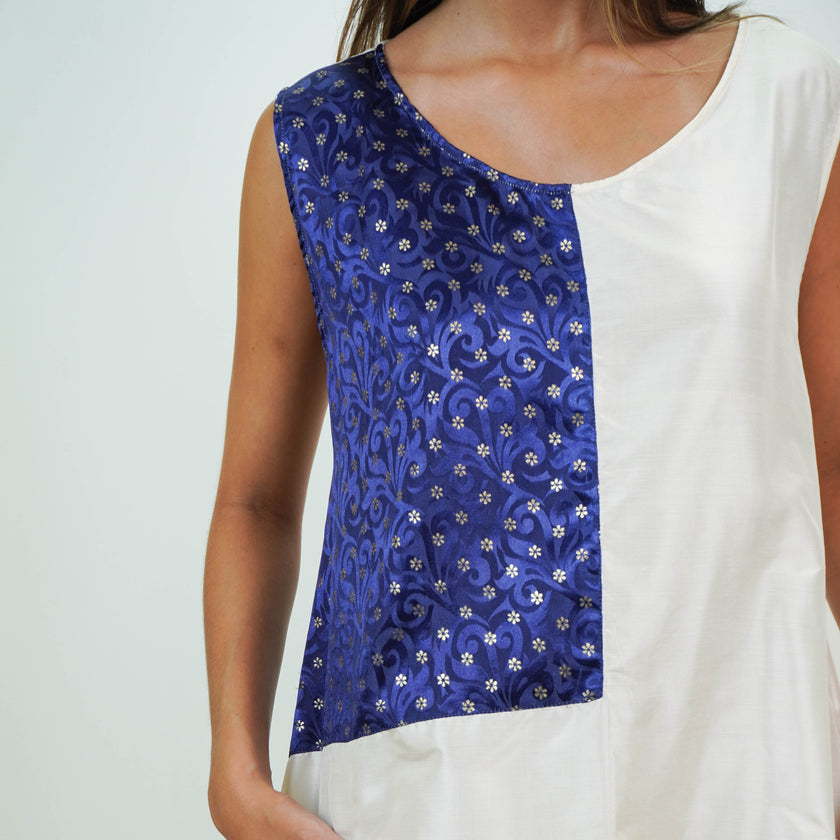 Vestido en Seda Natural con Recortes