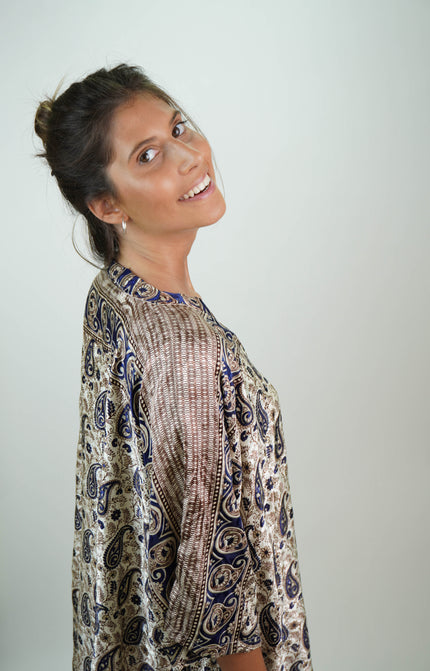 Túnica de Seda Natural Estampada