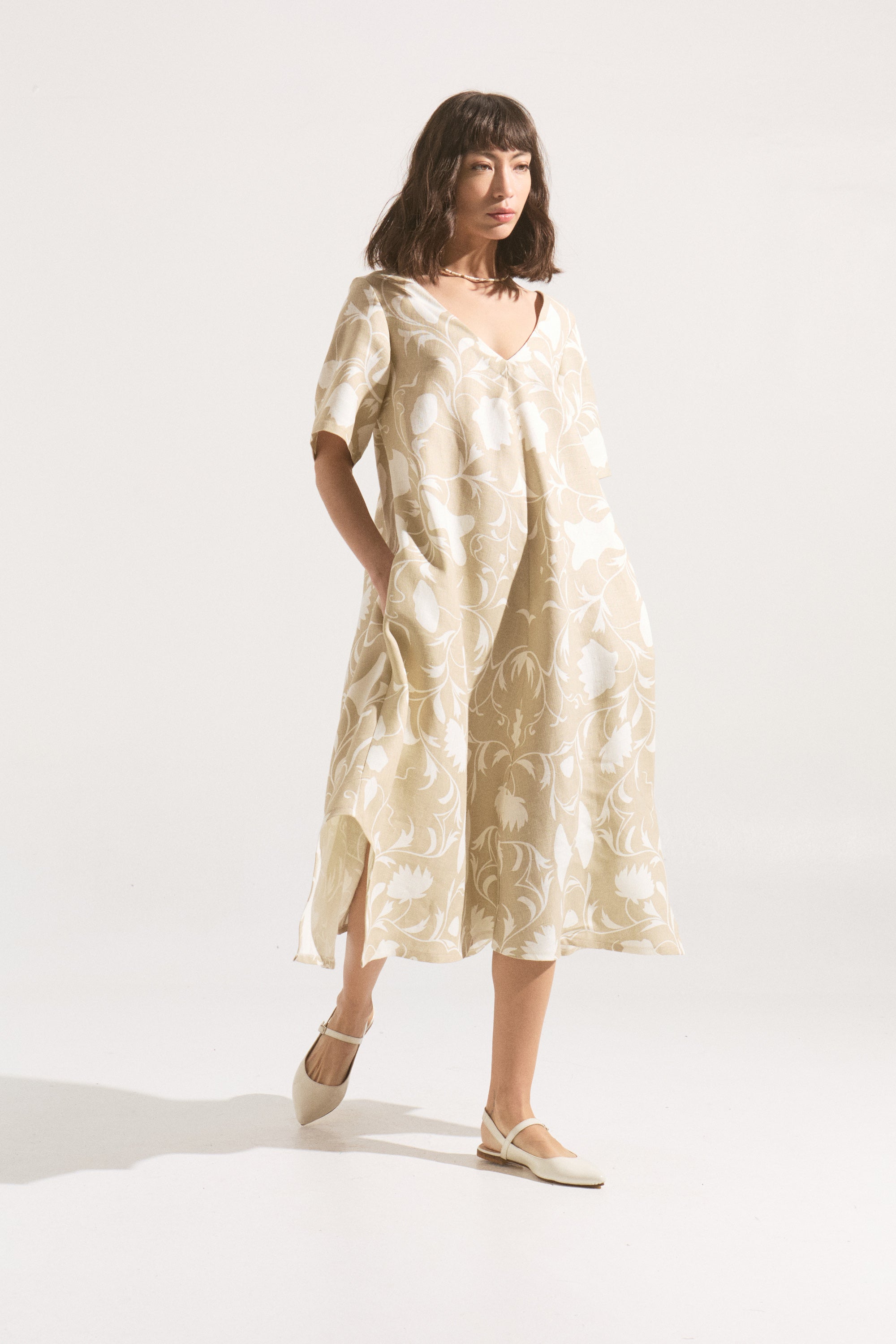 Vestido de Lino Flor de Arena