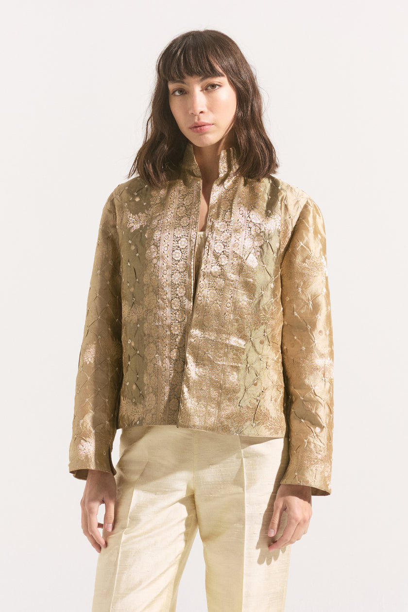 Chaqueta de Seda Reversible Bruma Dorada