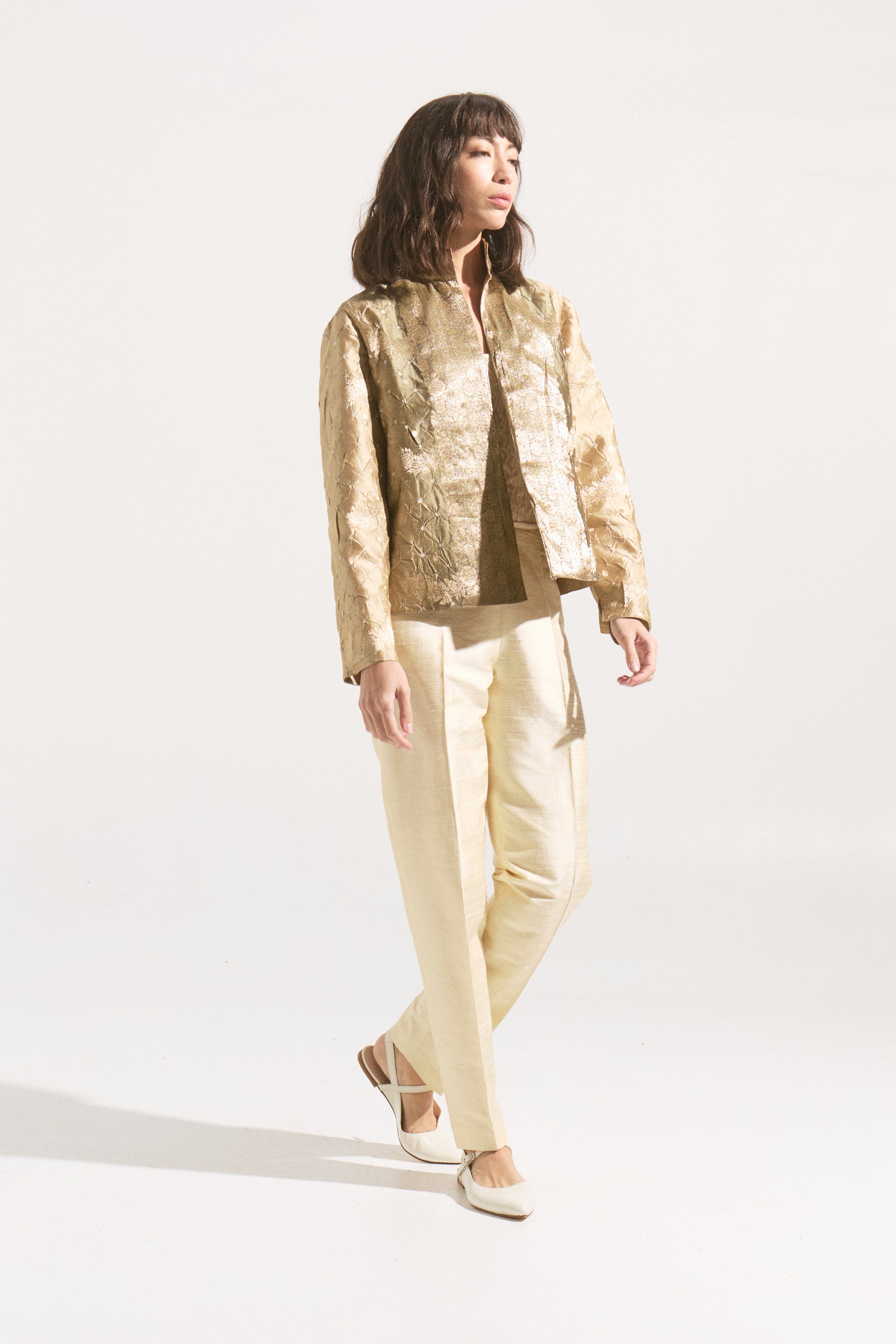 Chaqueta de Seda Reversible Bruma Dorada