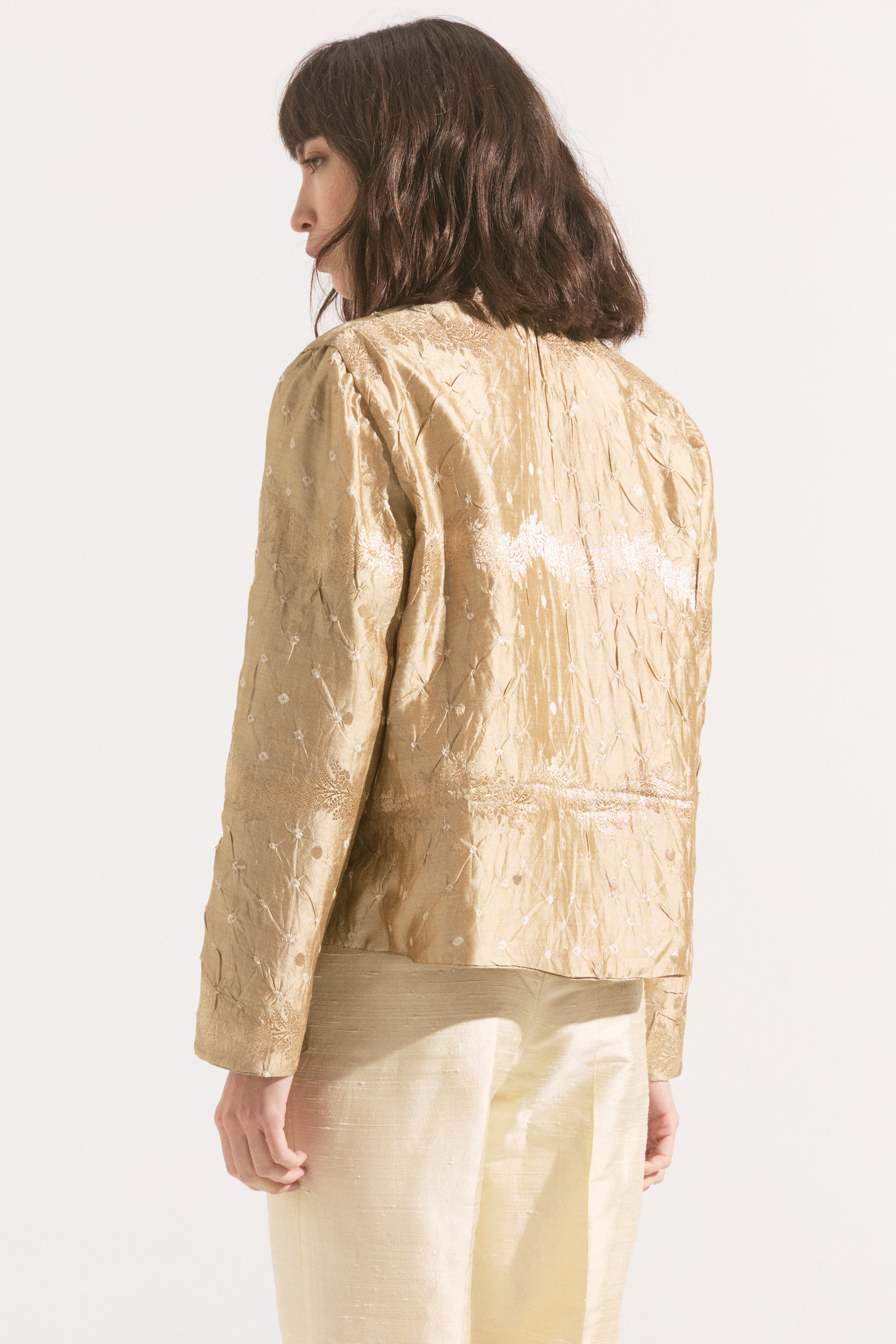 Chaqueta de Seda Reversible Bruma Dorada