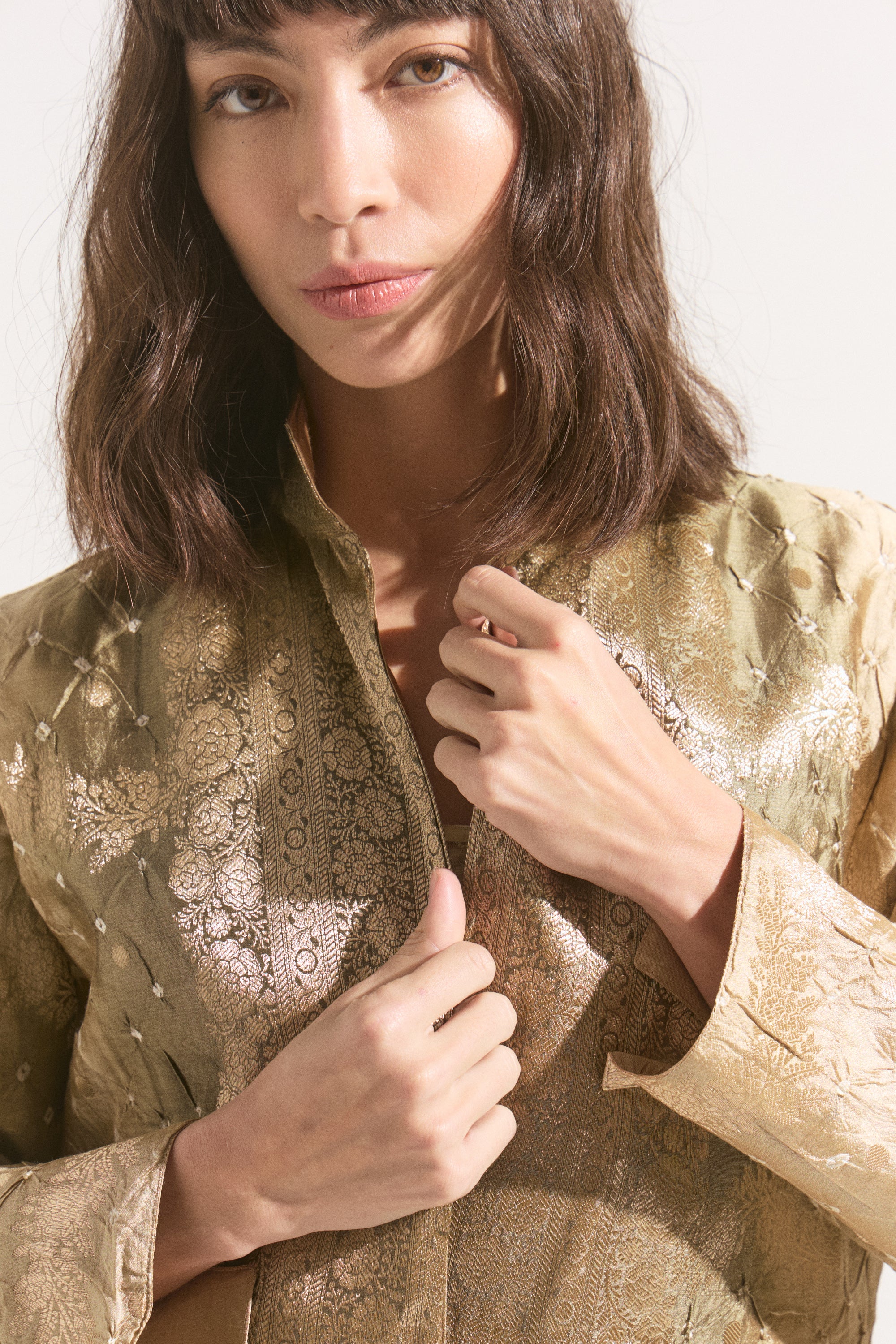 Chaqueta de Seda Reversible Bruma Dorada