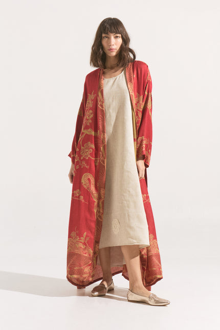 Kimono Grullas Imperiales Carmesí